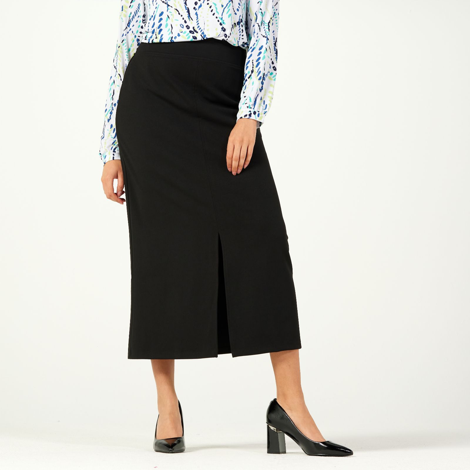 Kim & Co Ponte Crepe Front Slit Straight Skirt - QVC UK