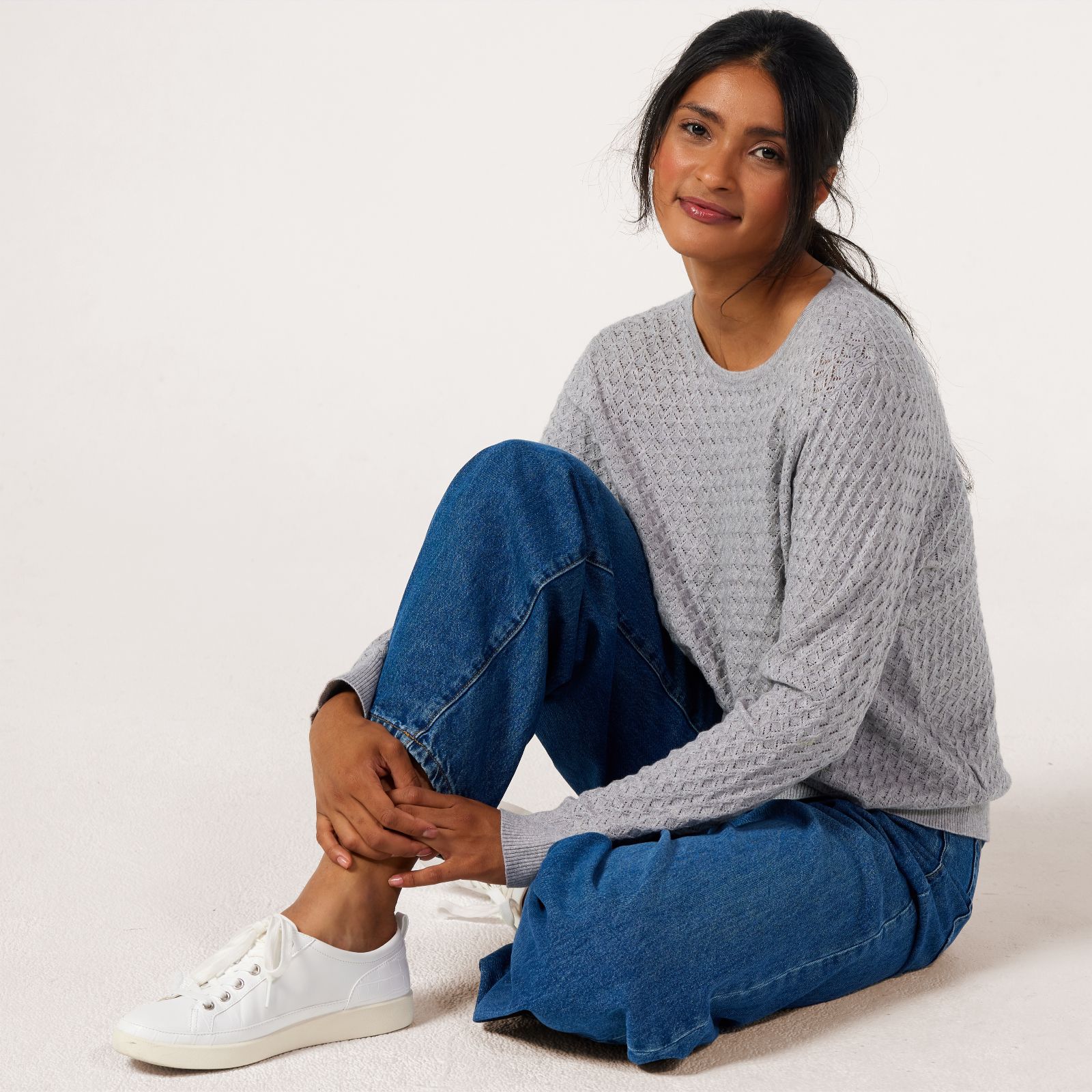 Denim & Co. Pointelle Stitch Sweater