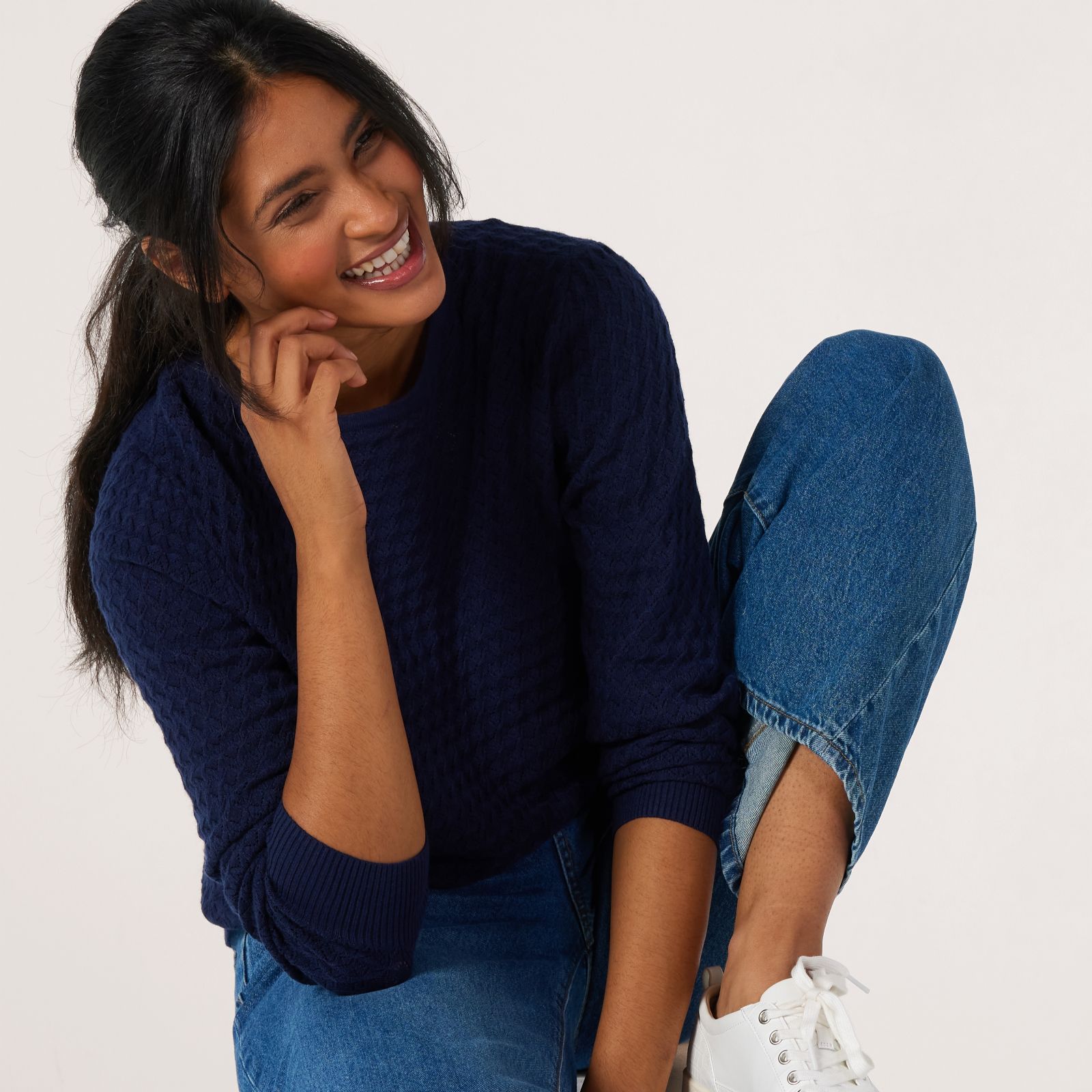 Denim & Co. Pointelle Stitch Sweater