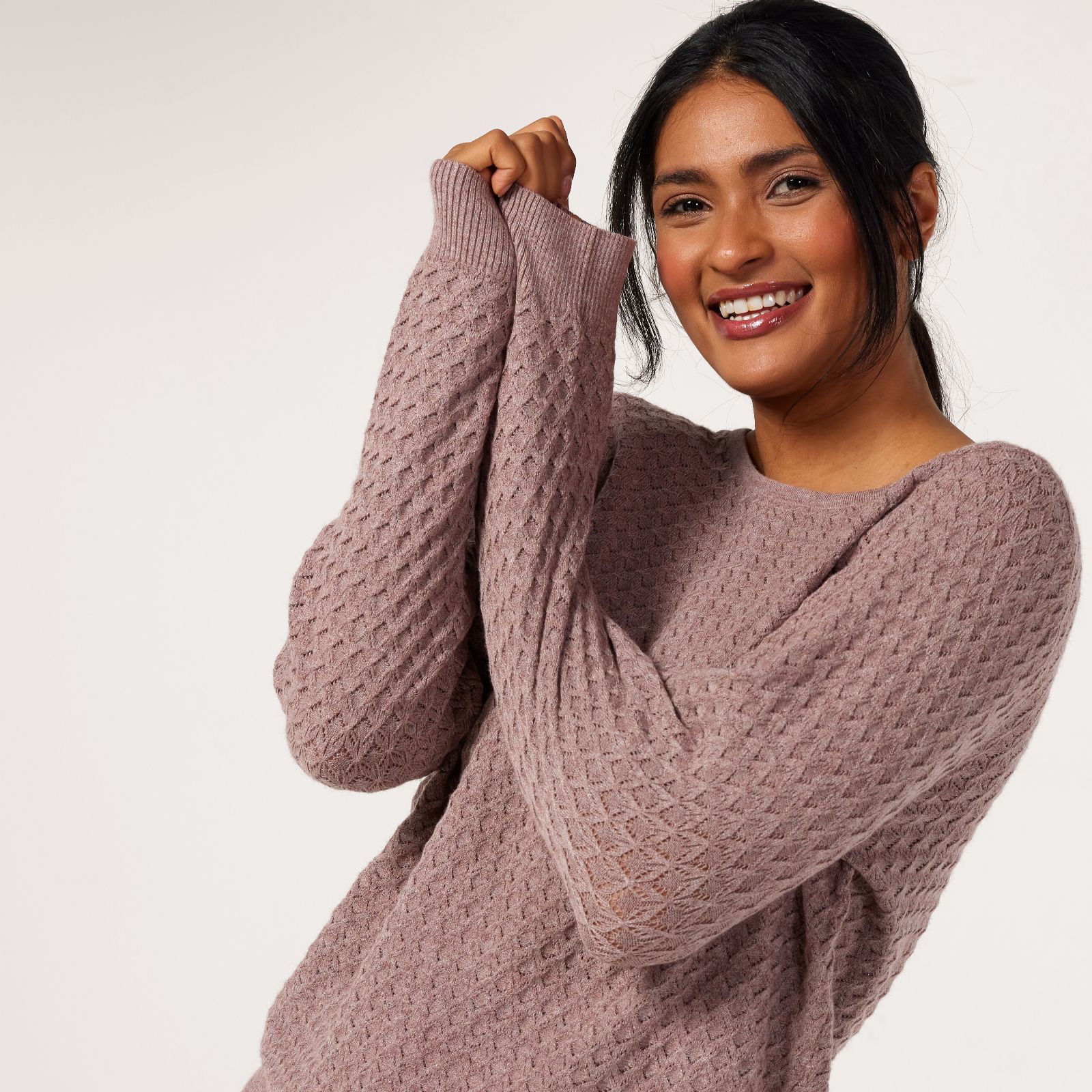 Denim & Co. Pointelle Stitch Sweater