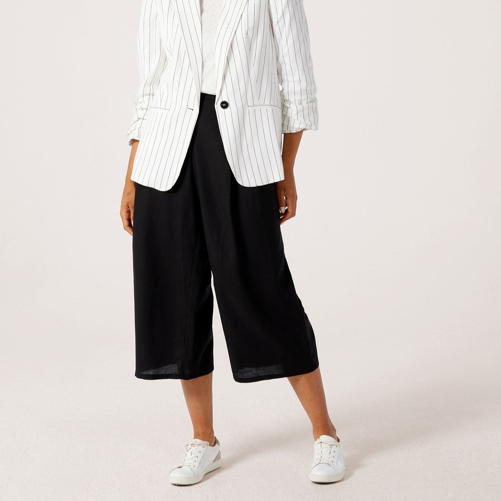 Denim & Co. Linen Blend Cropped Trouser Standard
