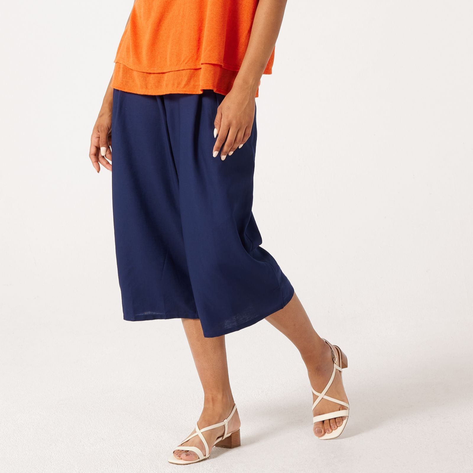 Denim & Co. Linen Blend Cropped Trouser Standard
