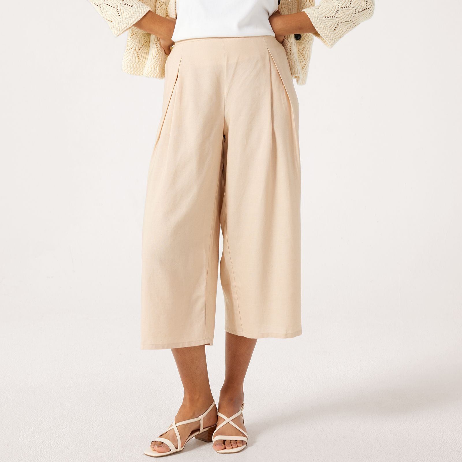 Denim & Co. Linen Blend Cropped Trouser Standard