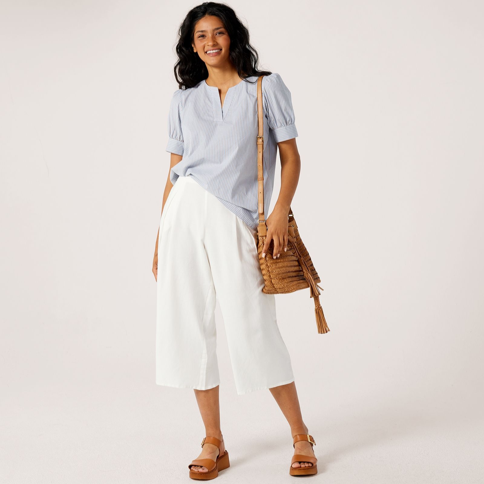Denim & Co. Linen Blend Cropped Trouser Standard