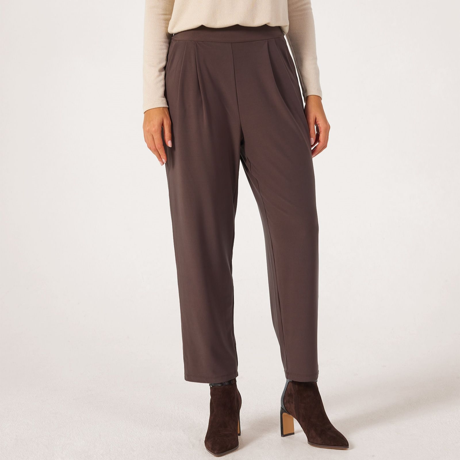 Kim & Co Deluxe Brazil Jersey Wellness Ankle Length Pleated Trousers Standard