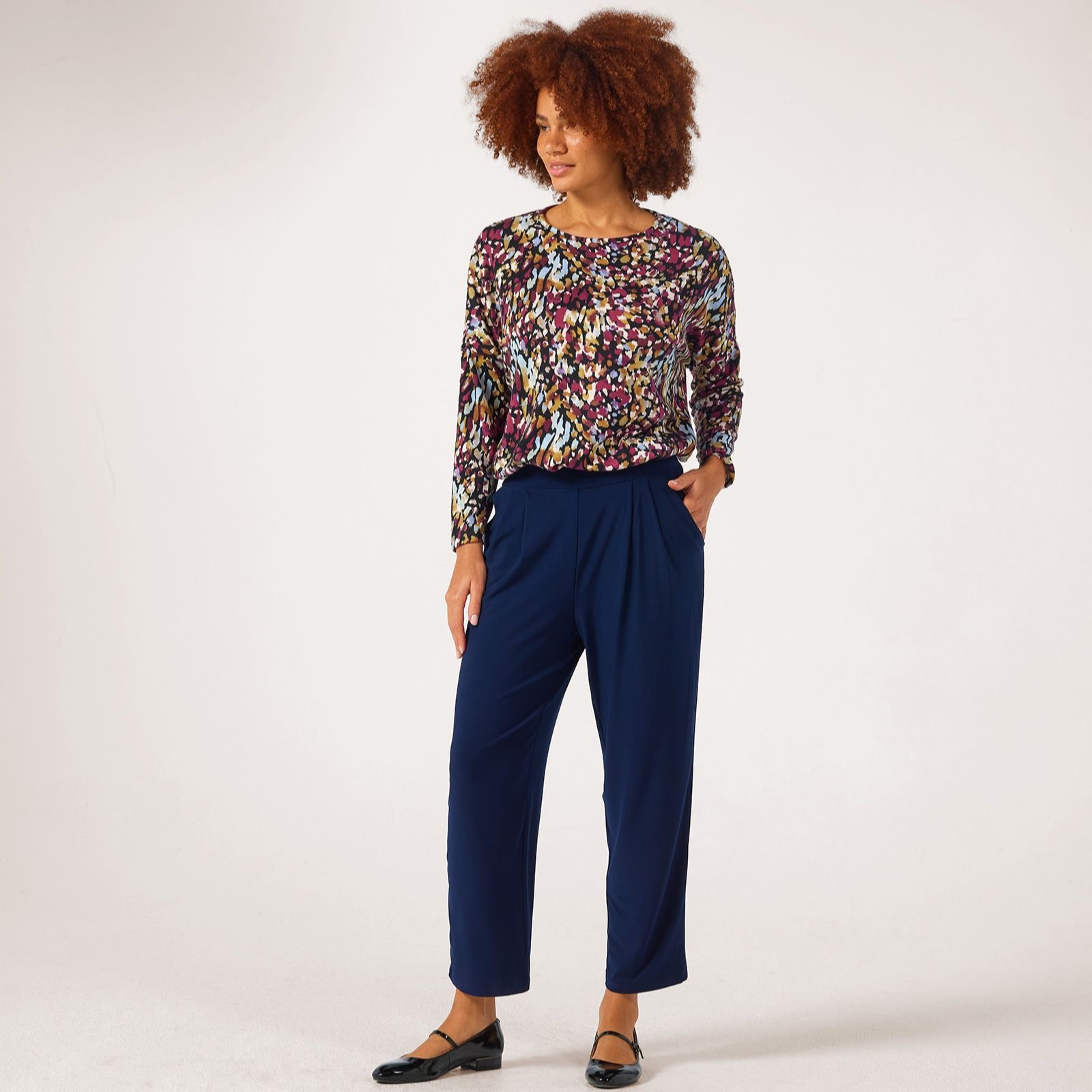 Kim & Co Deluxe Brazil Jersey Wellness Ankle Length Pleated Trousers Standard