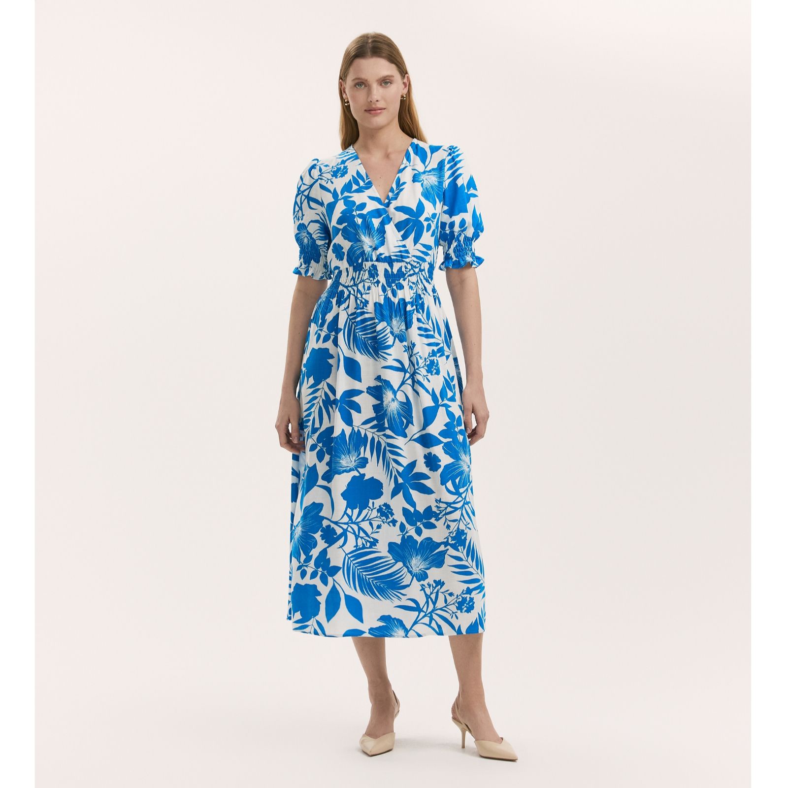 Finery London Emily Blue Tropical Bloom Dress