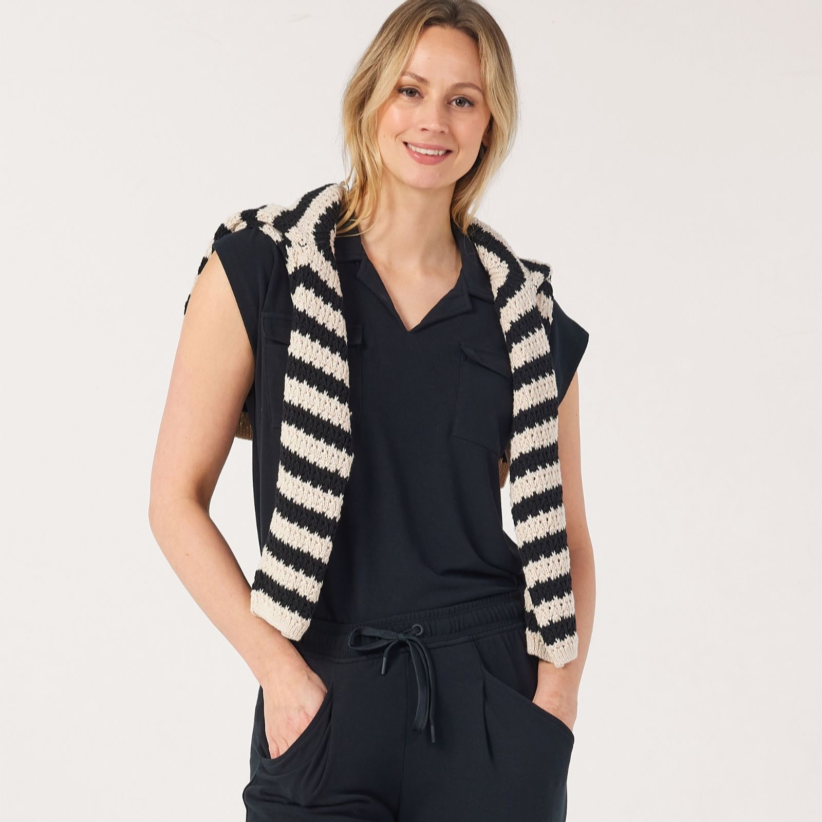 Cuddl Duds Modern Jersey Knit Collared Tee