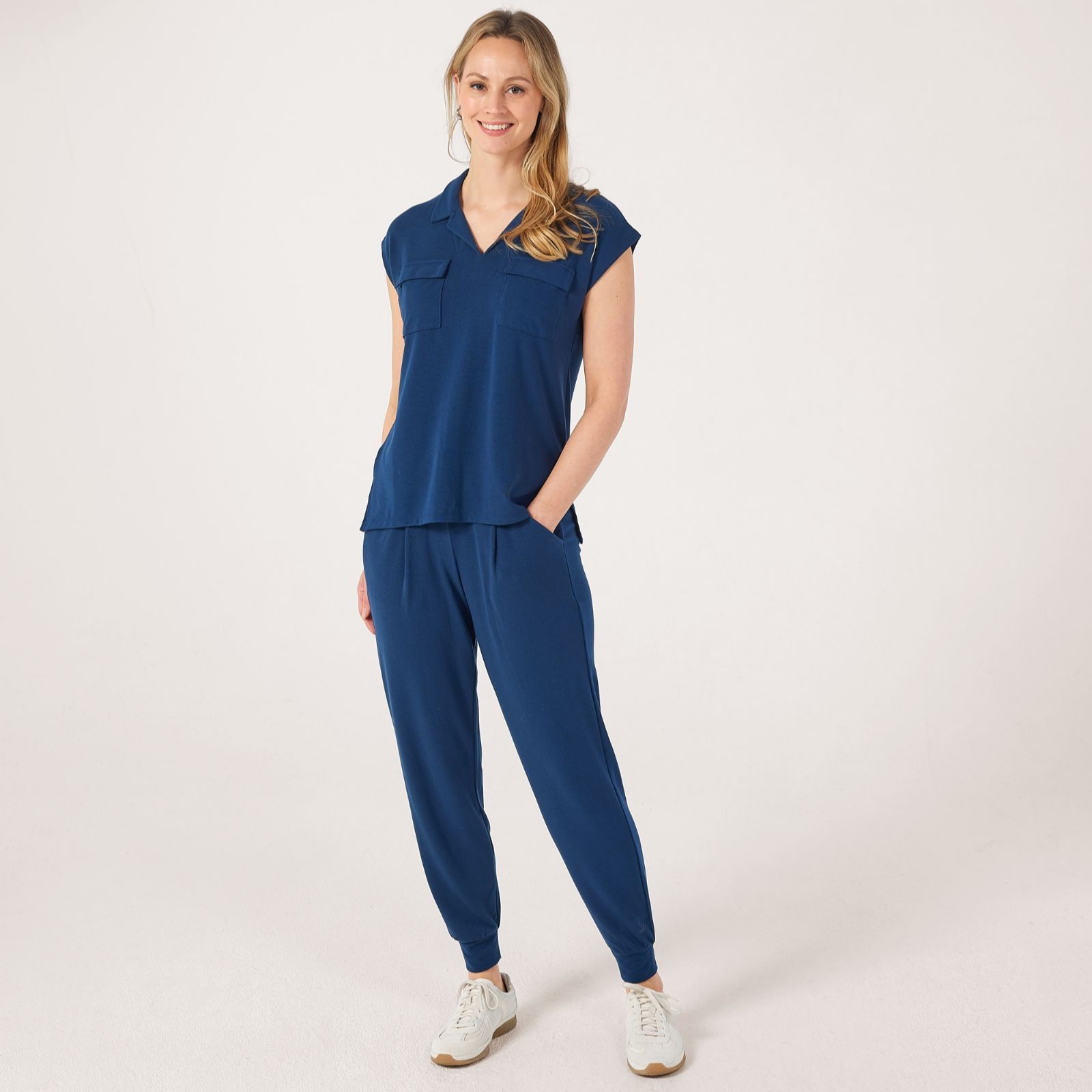 Cuddl Duds Modern Jersey Knit Collared Tee