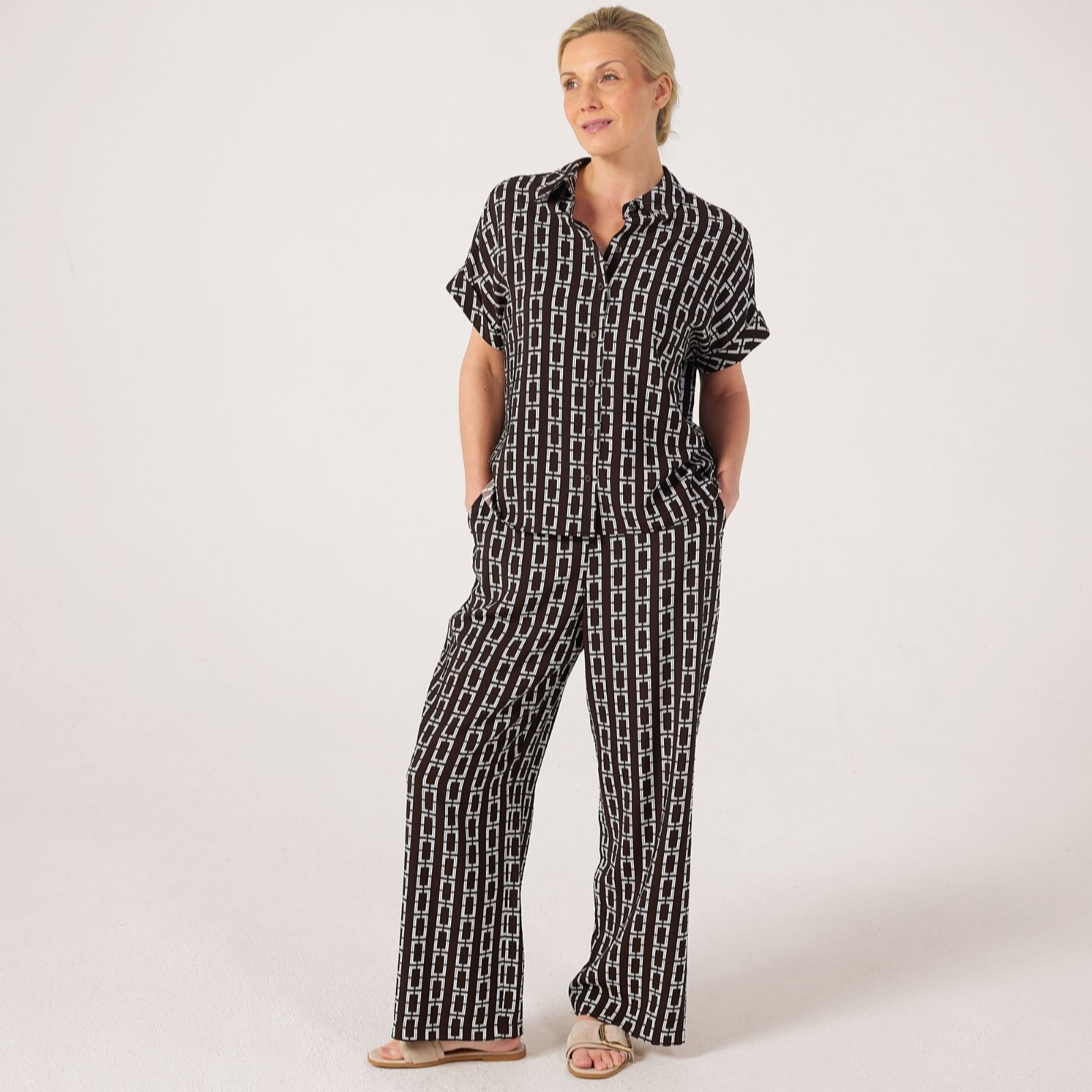 Ruth Langsford Dune Printed Dolman Sleeve Shirt