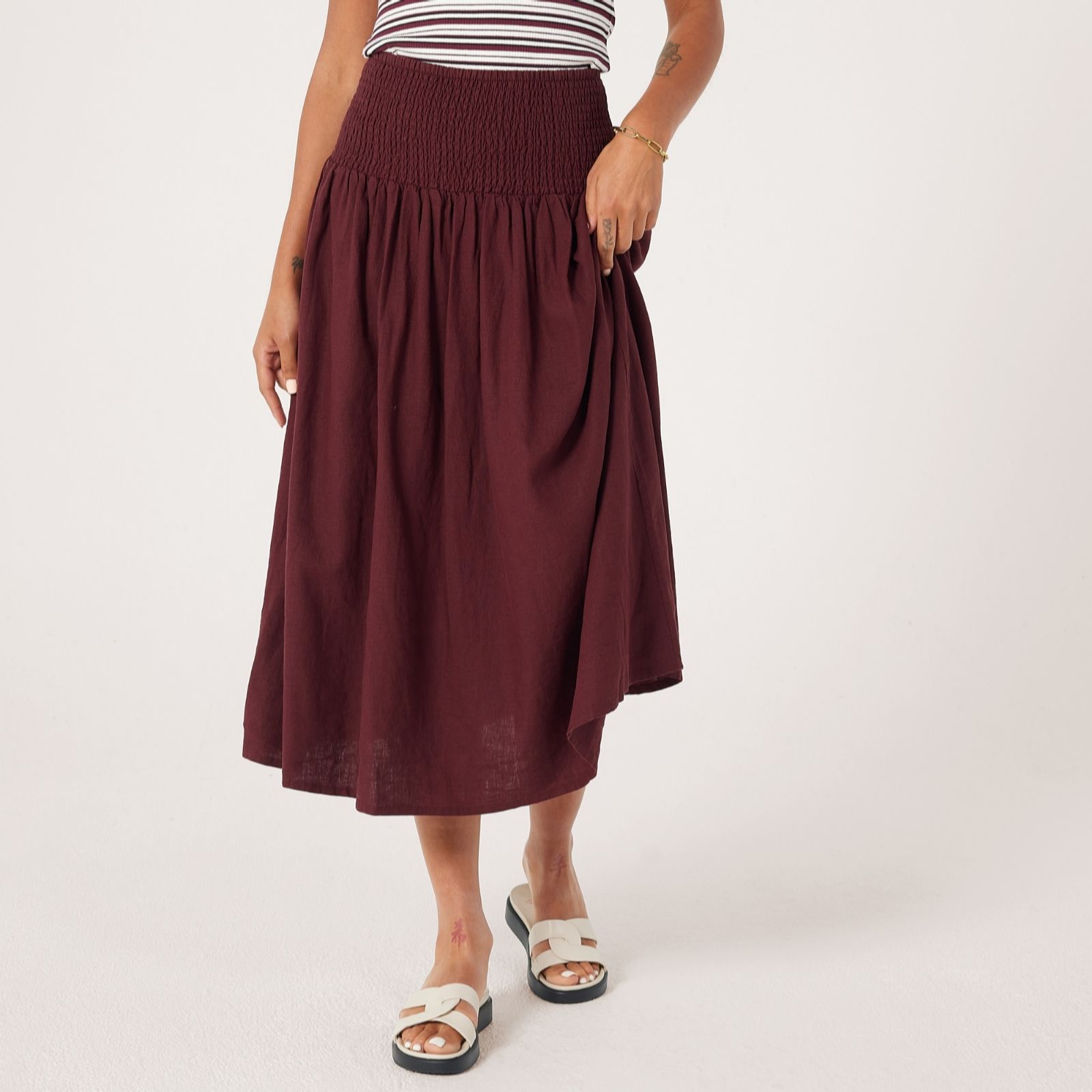 Ben De Lisi Shirred Waistband Midi Skirt Petite
