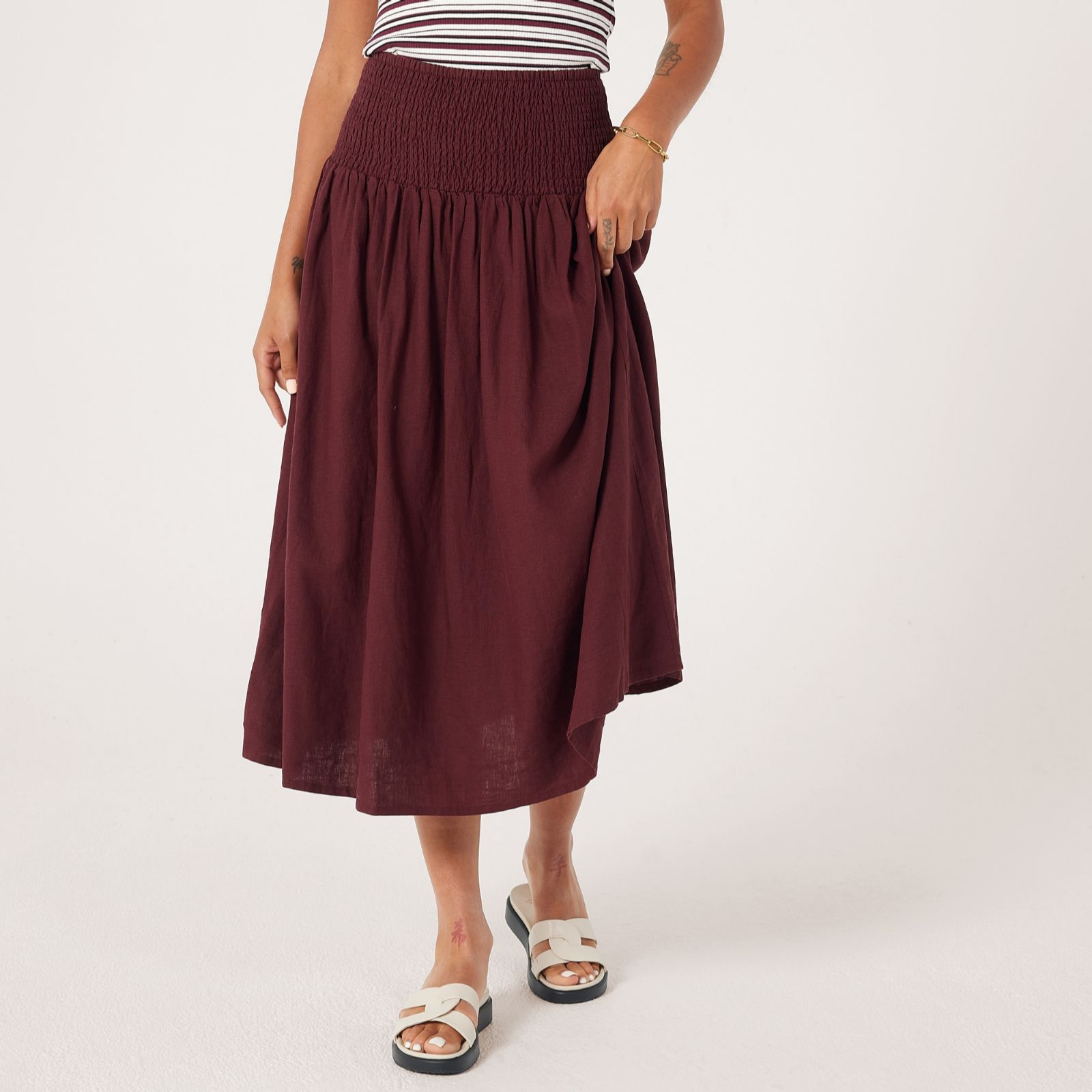 Ben De Lisi Shirred Waistband Midi Skirt Petite