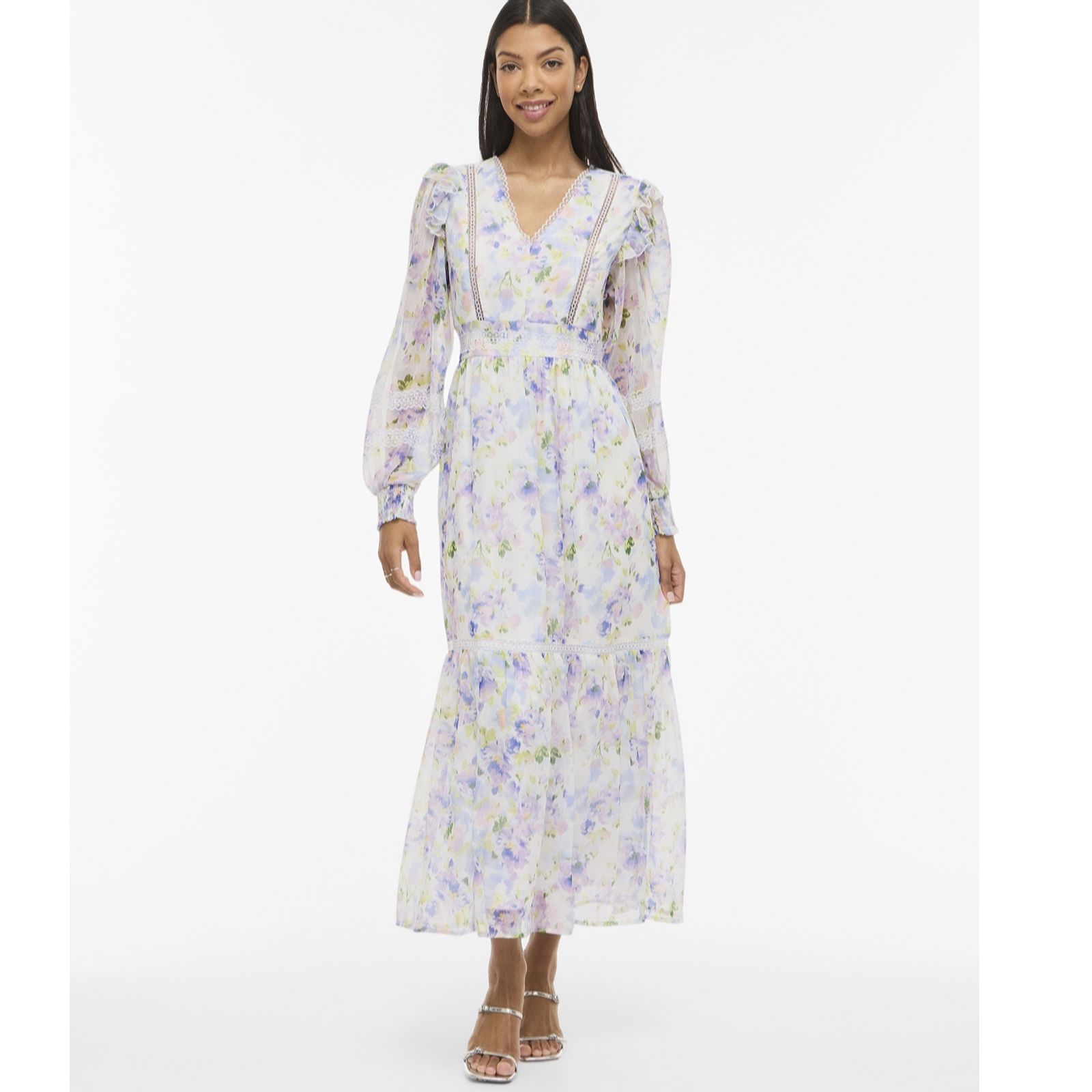 Vila Roman Lace Detail Maxi Dress