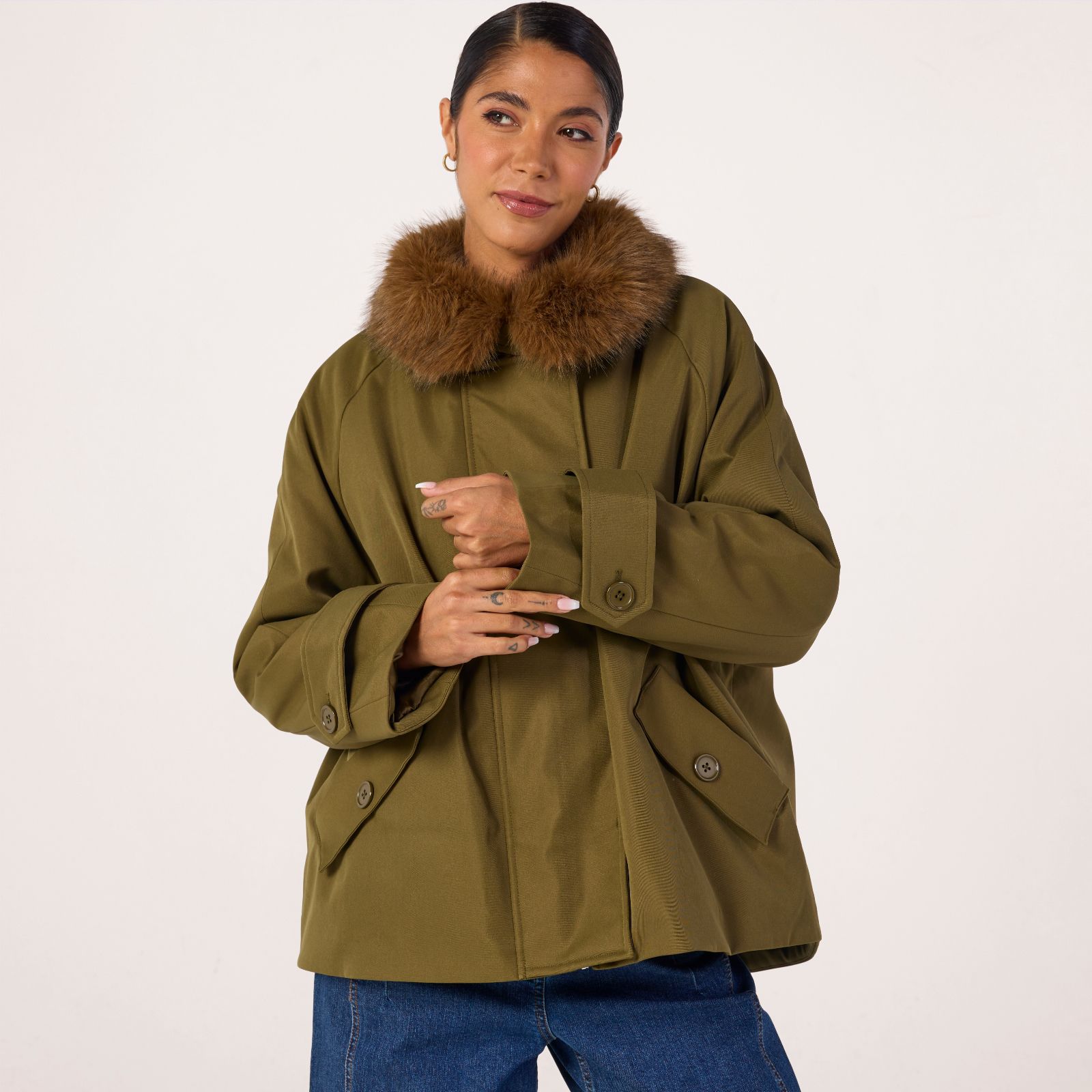 Ben de Lisi Detachable Faux Fur Collar Parka