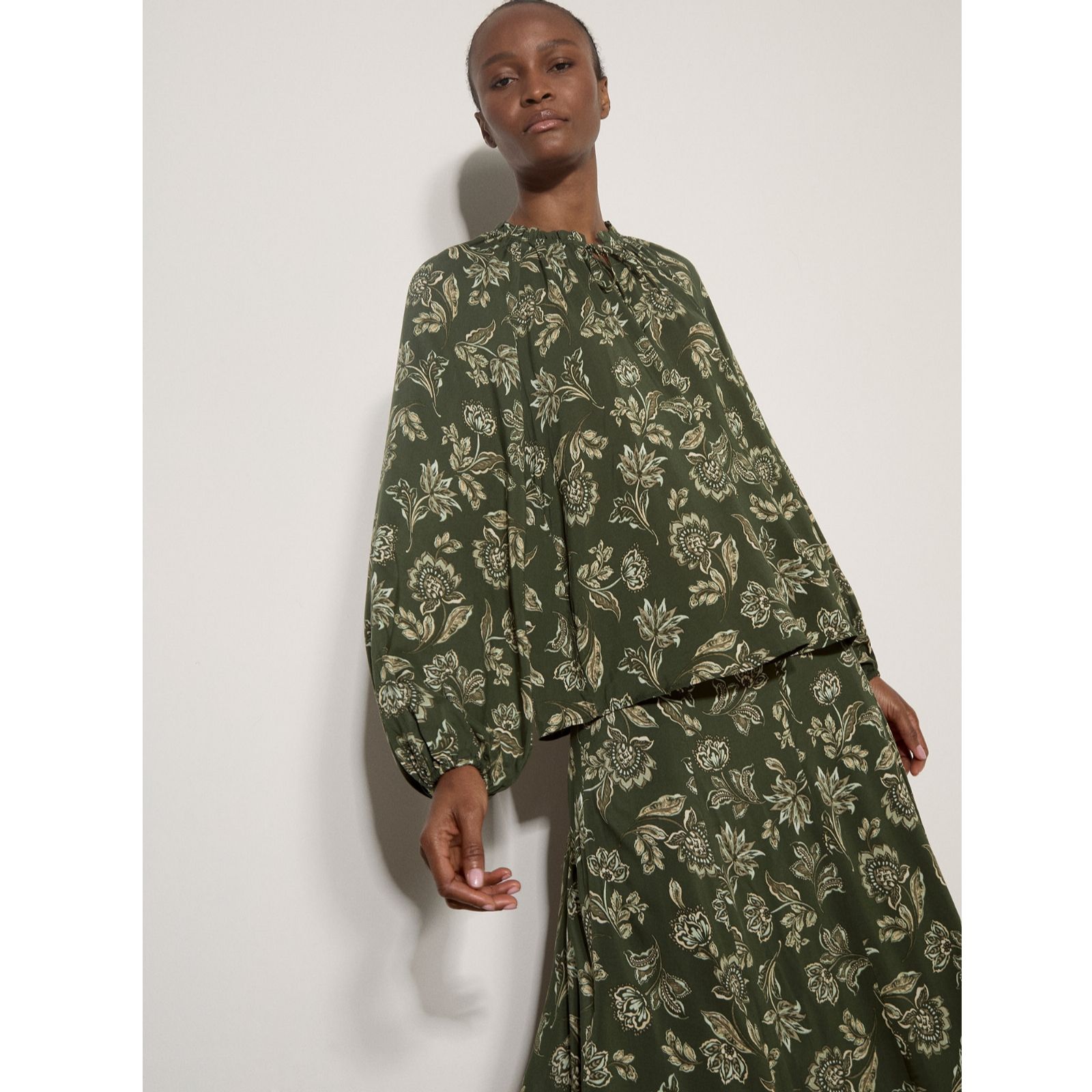 Apricot Painterly Sarasa Ruffle Blouse