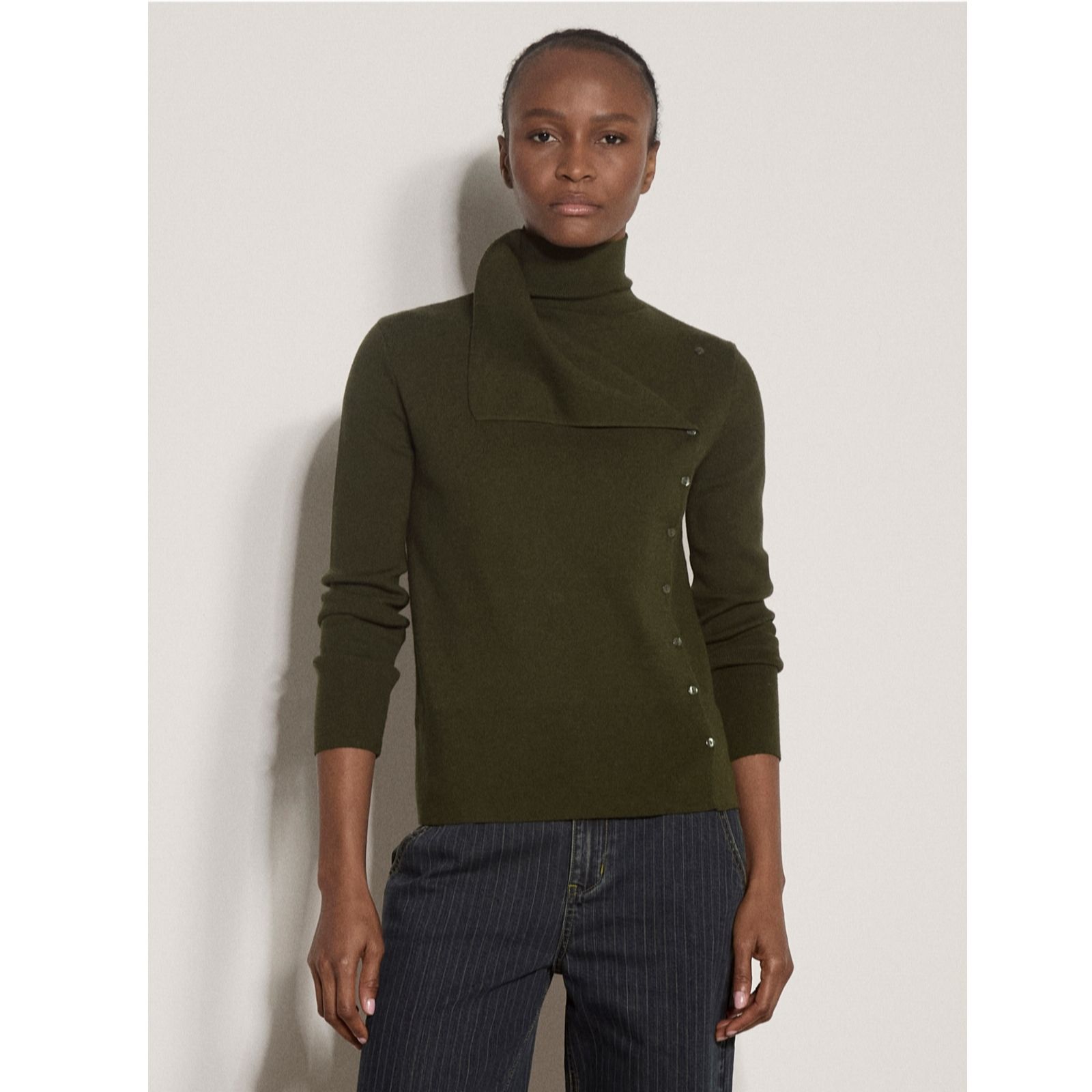 Apricot Pleat Front Button Detail Jumper