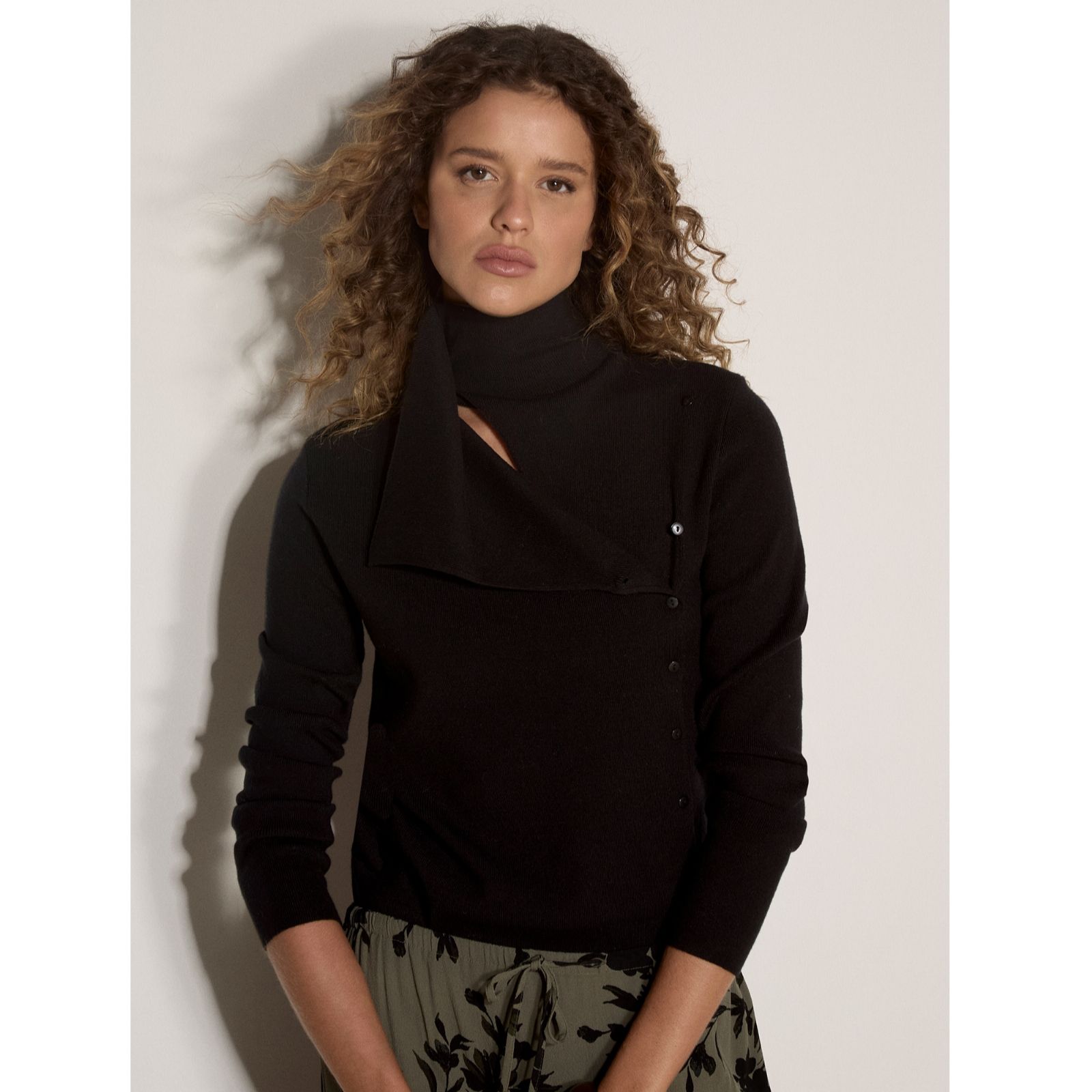 Apricot Pleat Front Button Detail Jumper