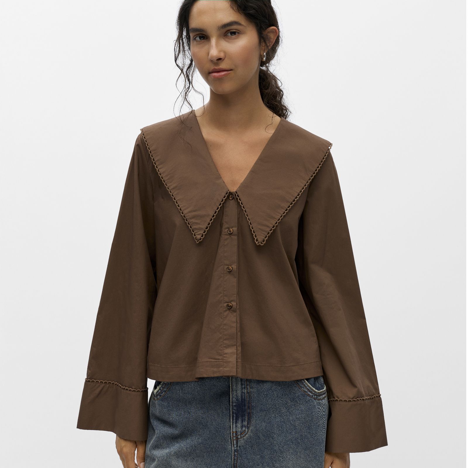 Object Hope Big Collar Long Sleeve Shirt