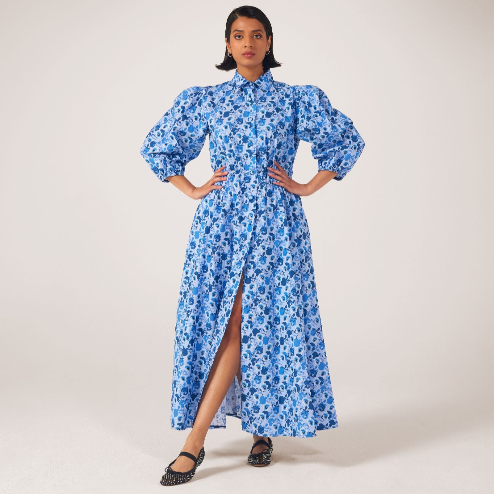 Helene Berman Made with Liberty Fabric Long Length Shirt Dress - QVC UK