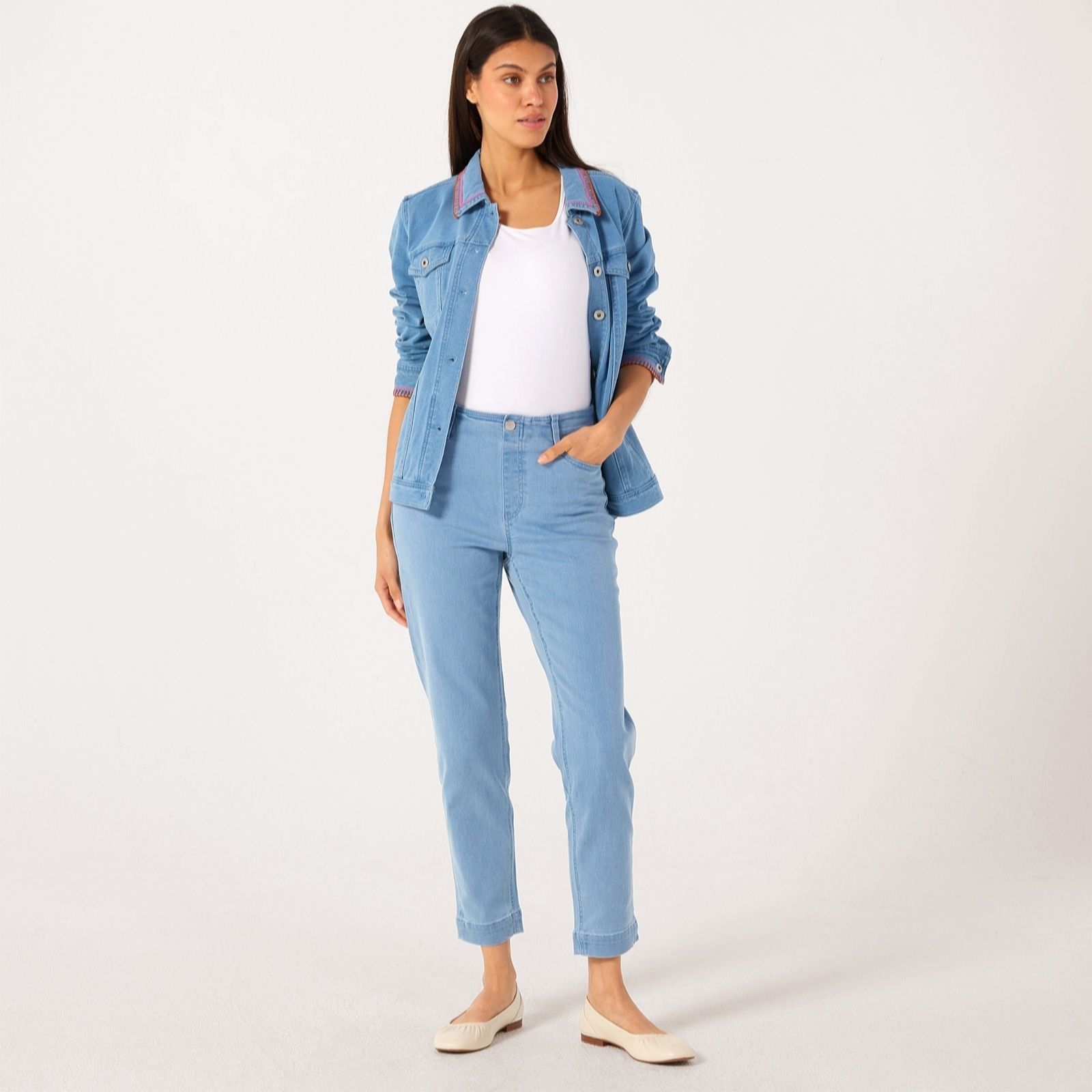 Denim & Co. Easy Stretch Ankle Jean Petite