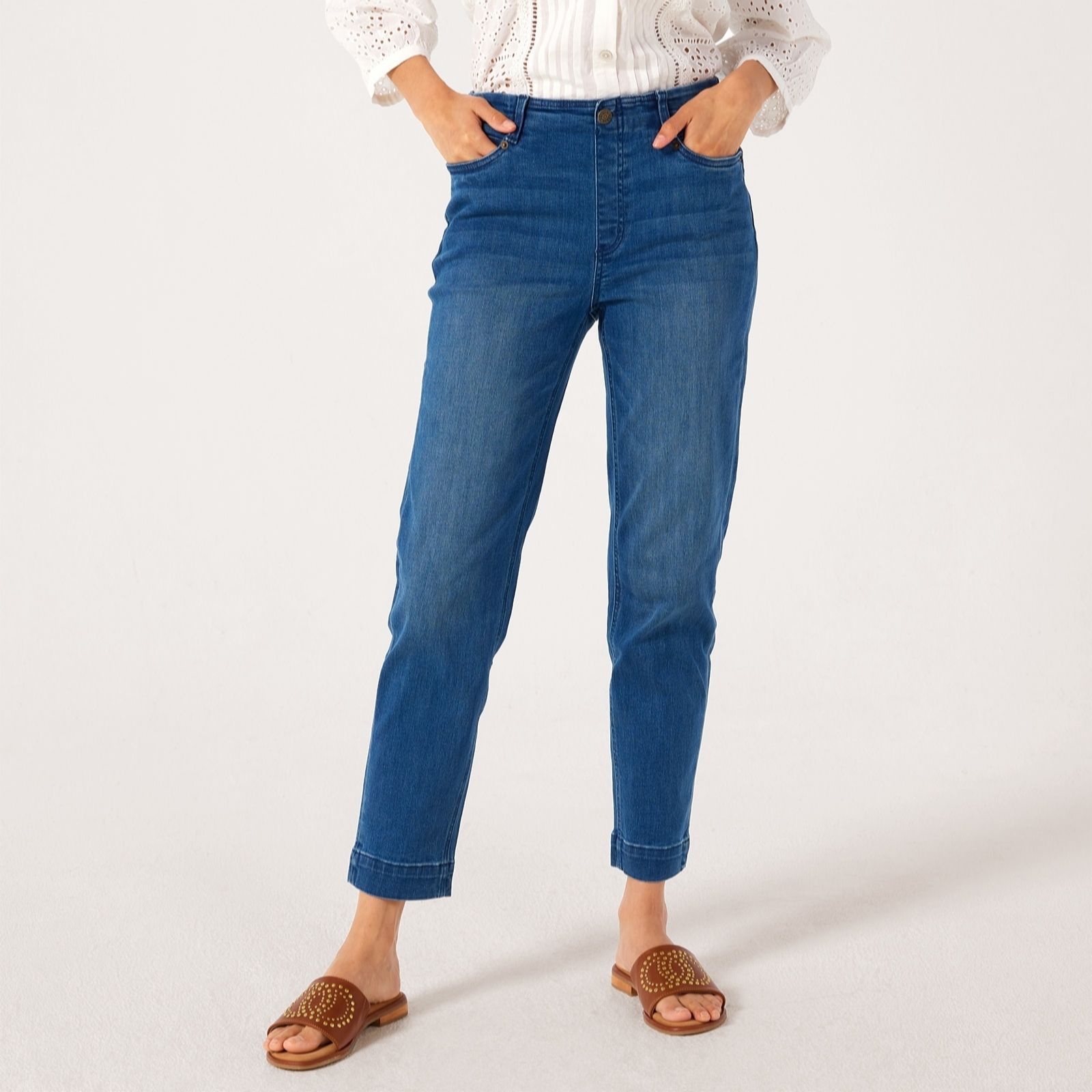 Denim & Co. Easy Stretch Ankle Jean Petite