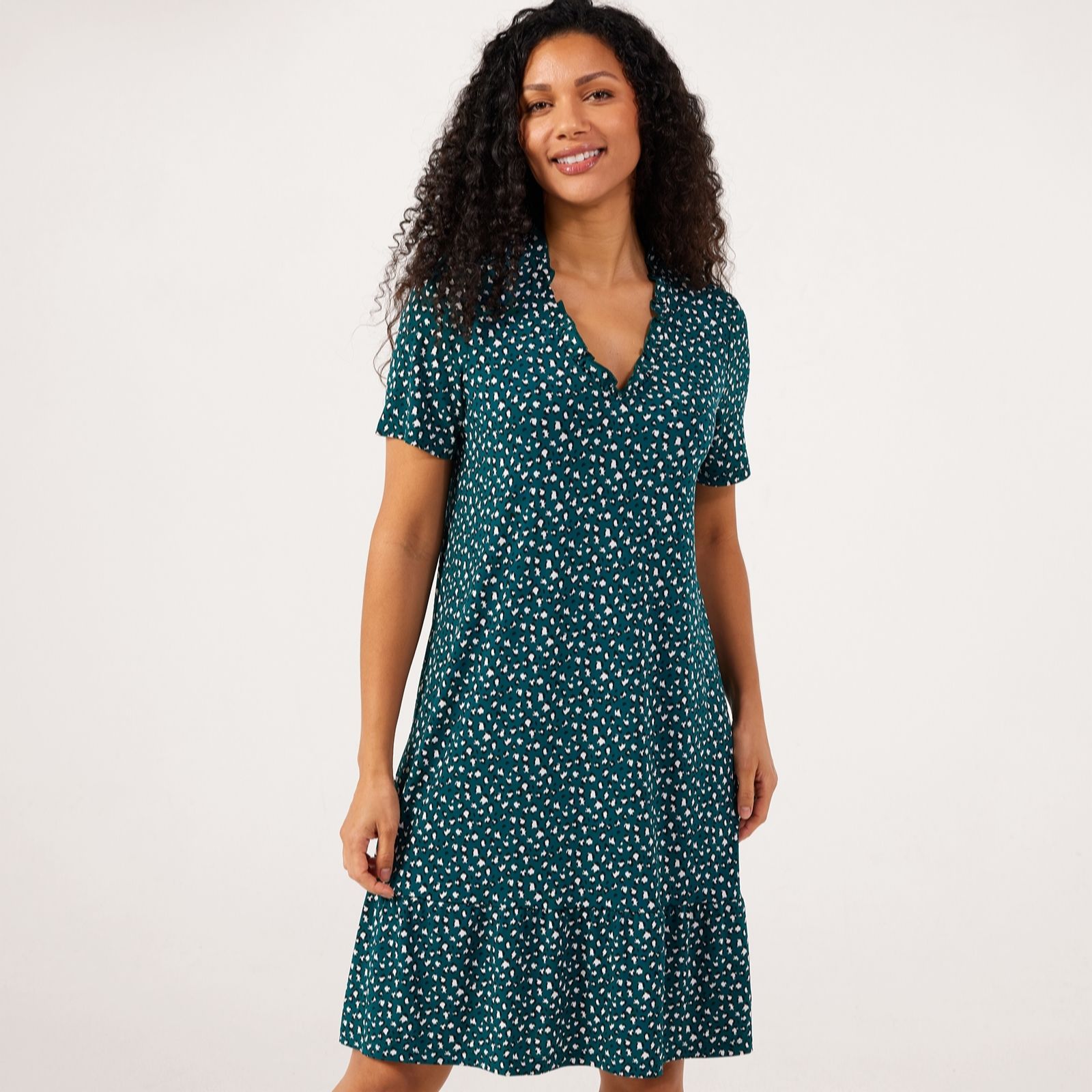 Kim & Co Printed Brazil Jersey Short Frilled Dress