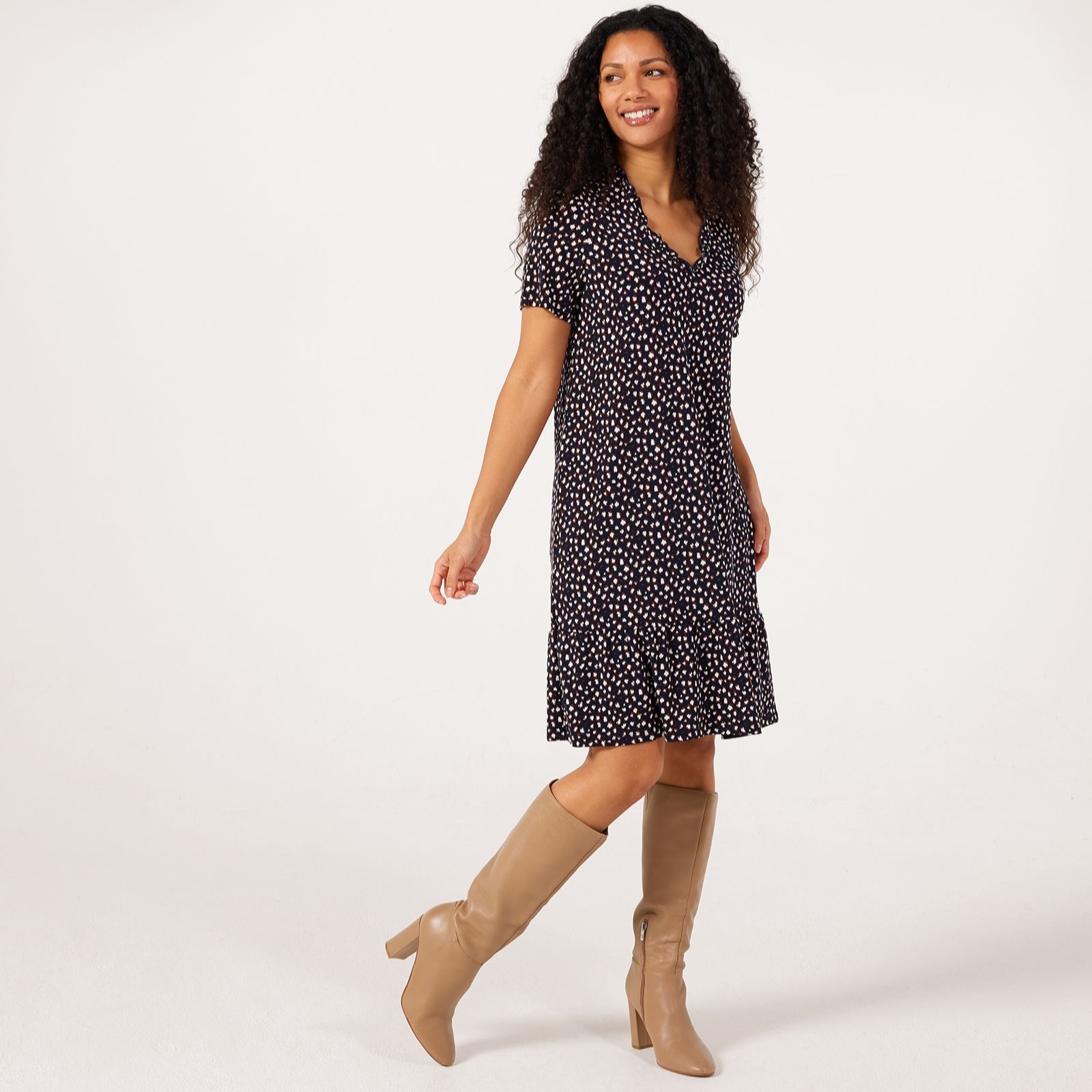 Kim & Co Printed Brazil Jersey Short Frilled Dress