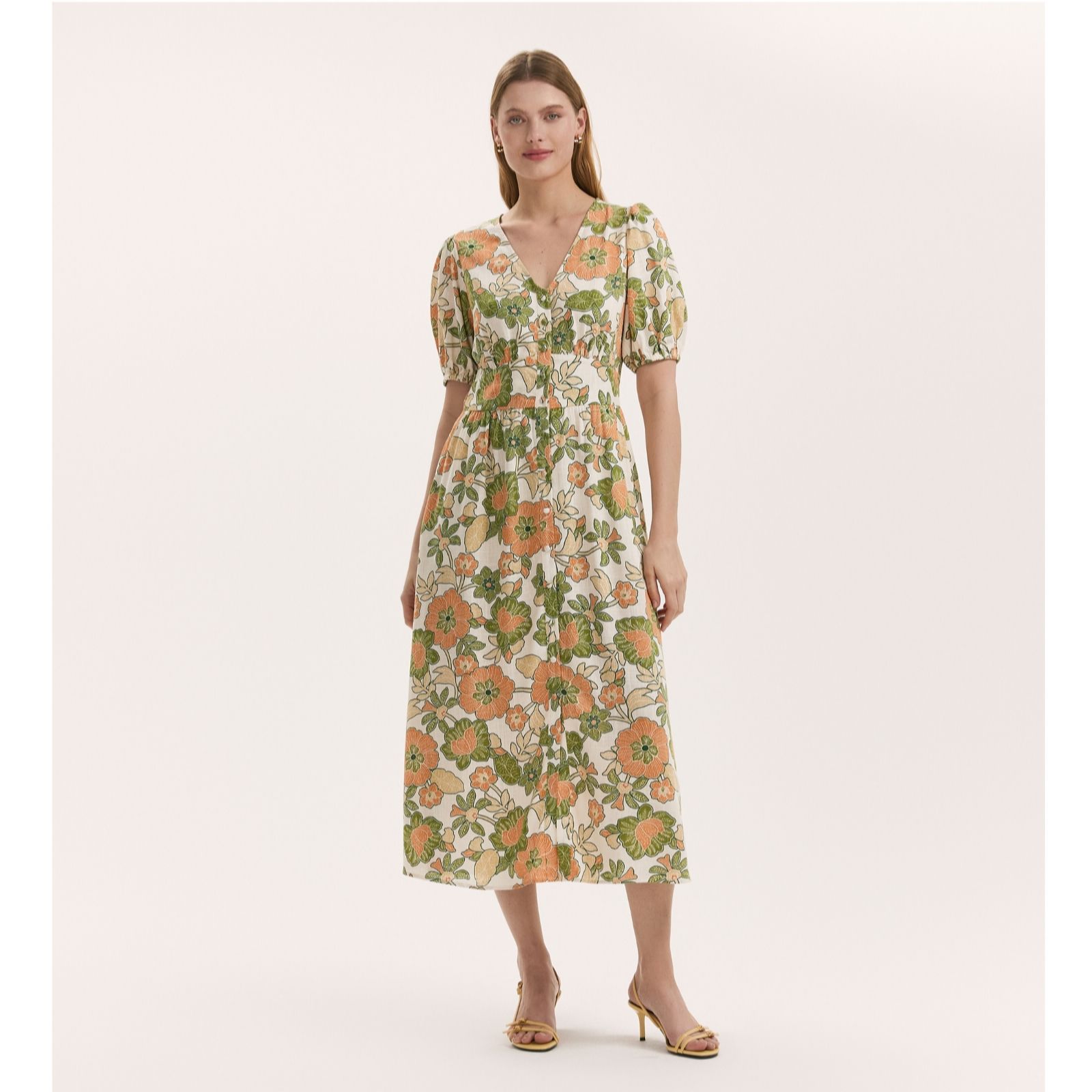 Finery London Addision Printed Button Through Midi Dress