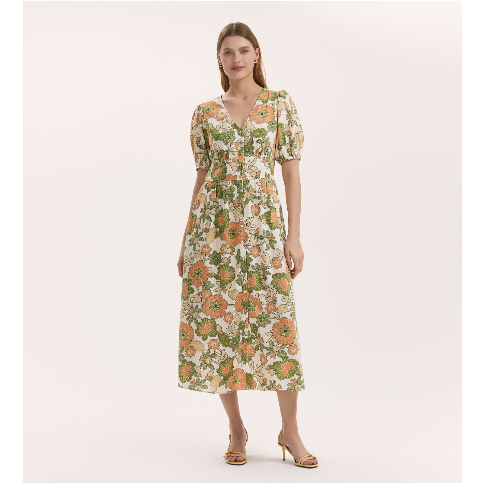 Finery London Addision Printed Button Through Midi Dress