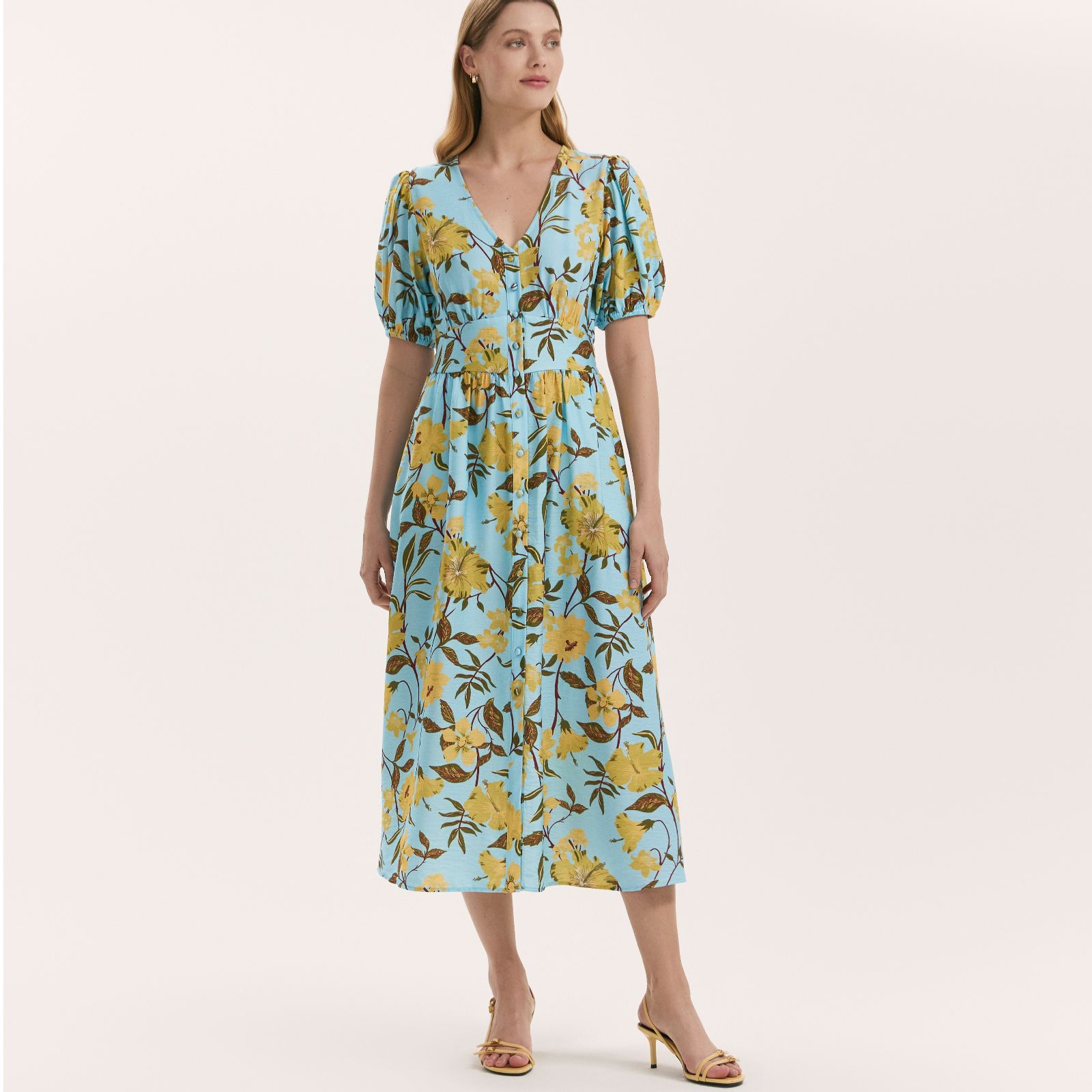 Finery London Addision Printed Button Through Midi Dress