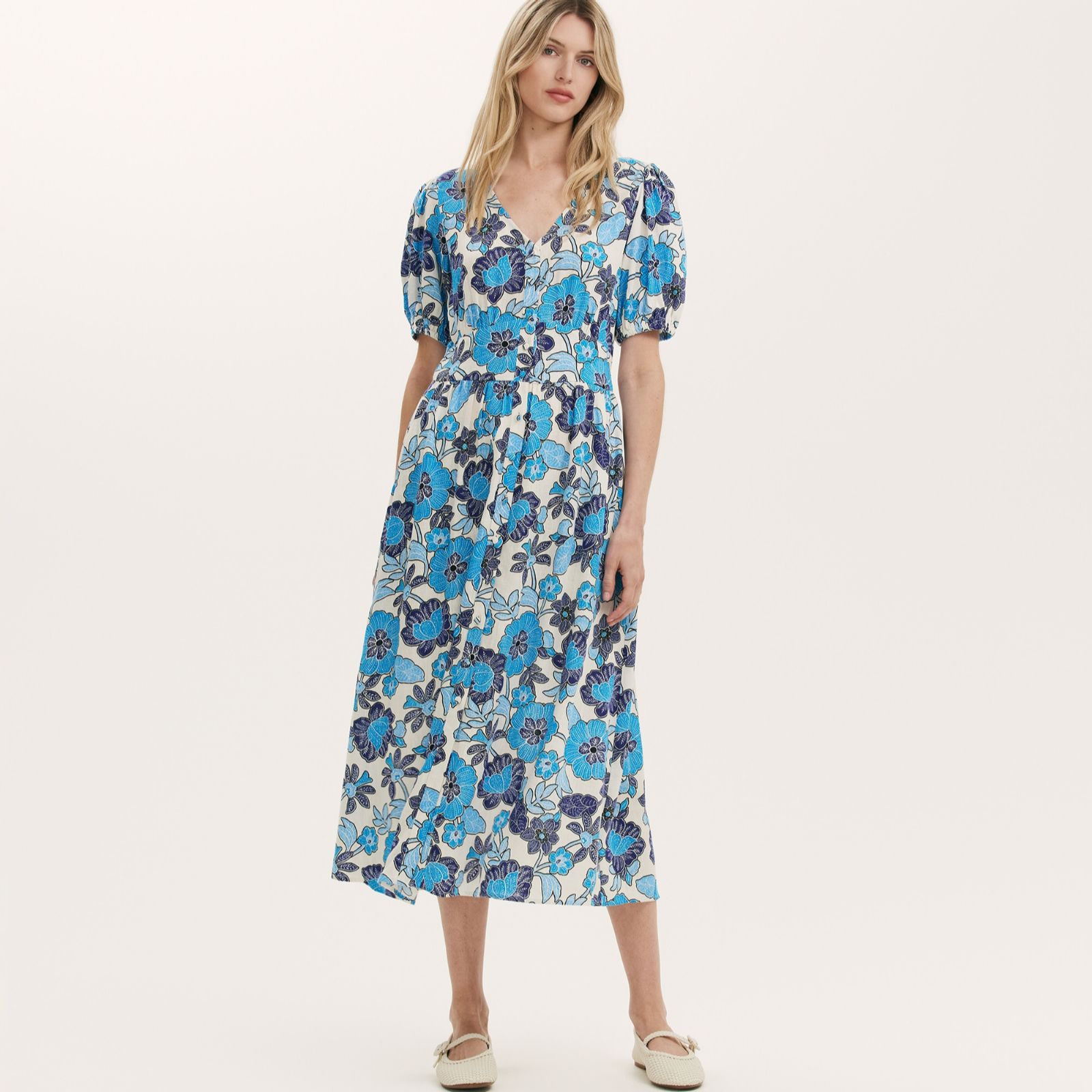 Finery London Addision Printed Button Through Midi Dress
