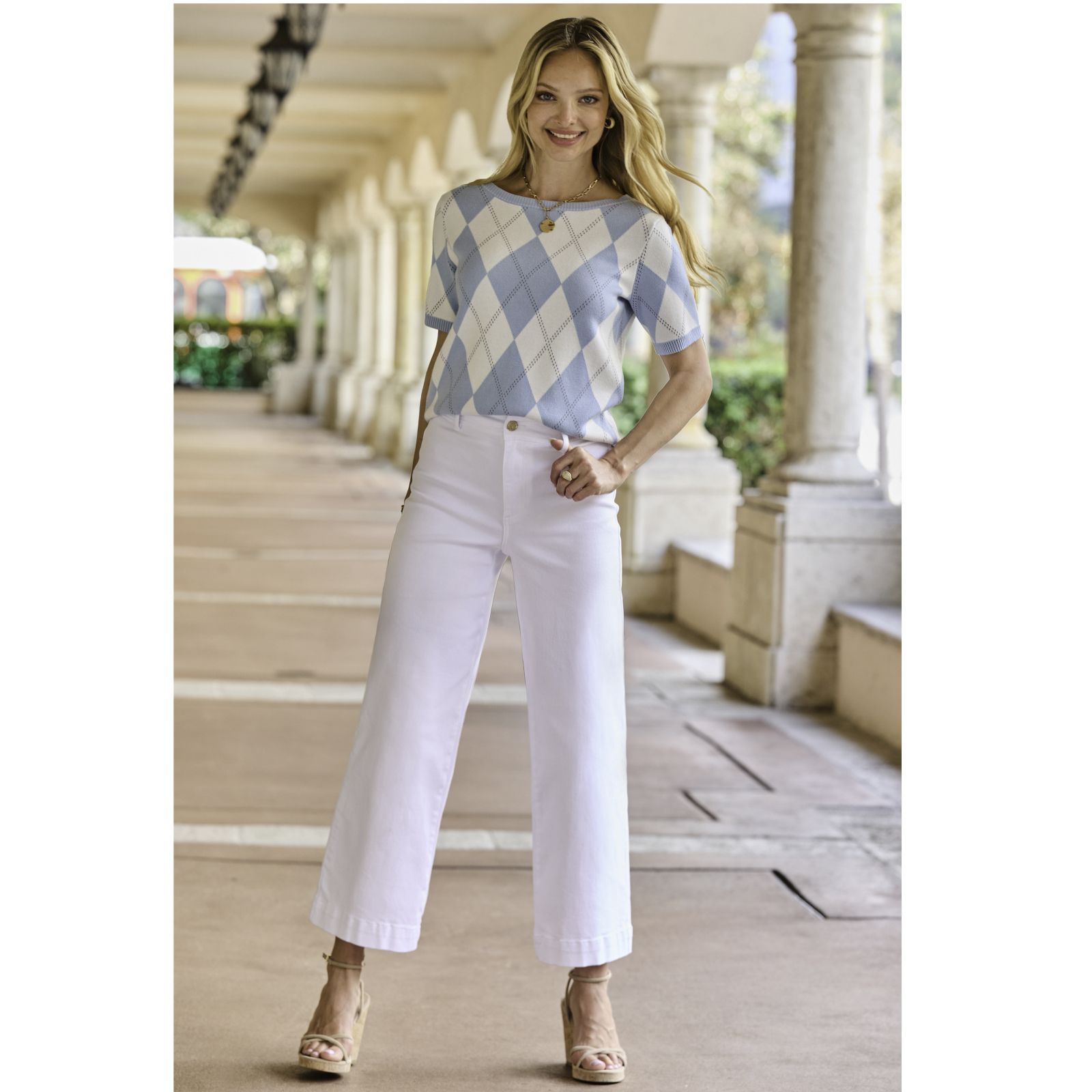 Sosandar Cropped Stretch Wide Leg Jean