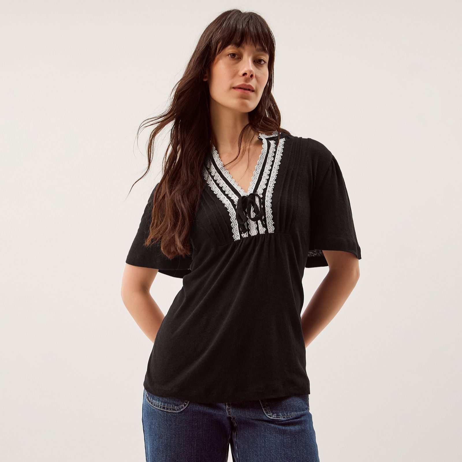 Monsoon Lucia Lace Trim T Shirt