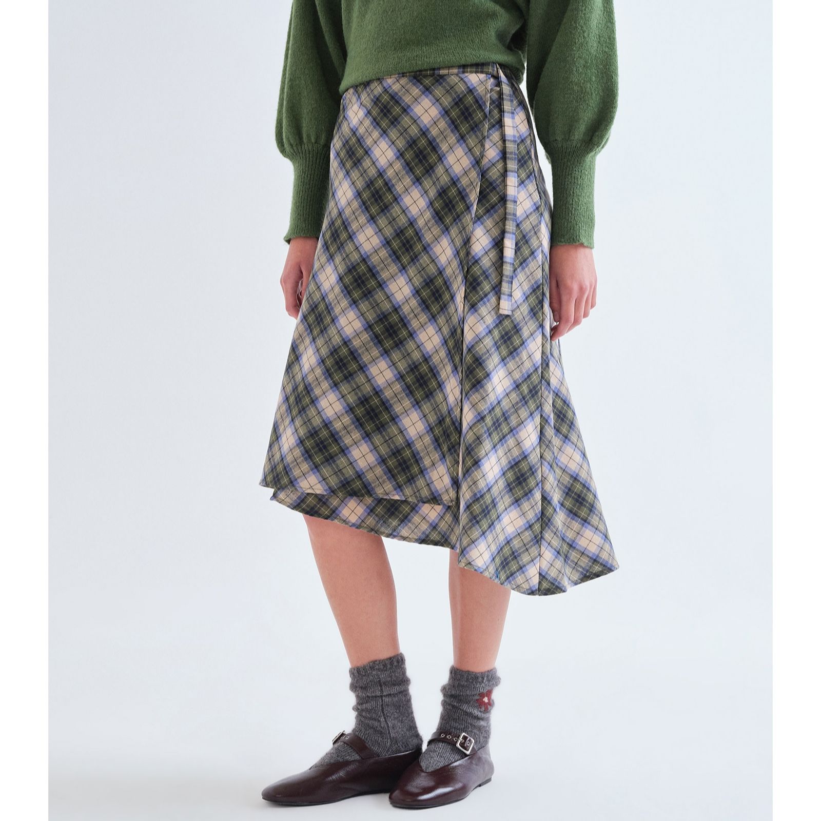 Compania Fantastica Plaid Midi Skirt