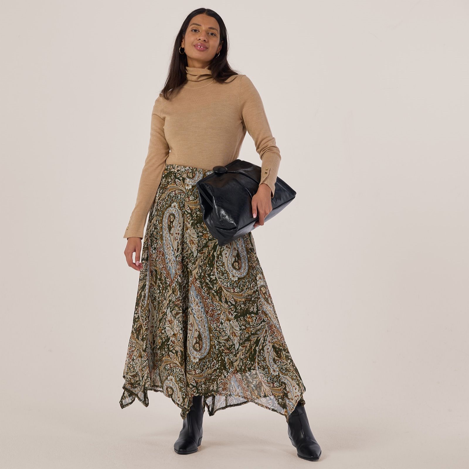 Izabel London Paisley Hanky Hem Skirt
