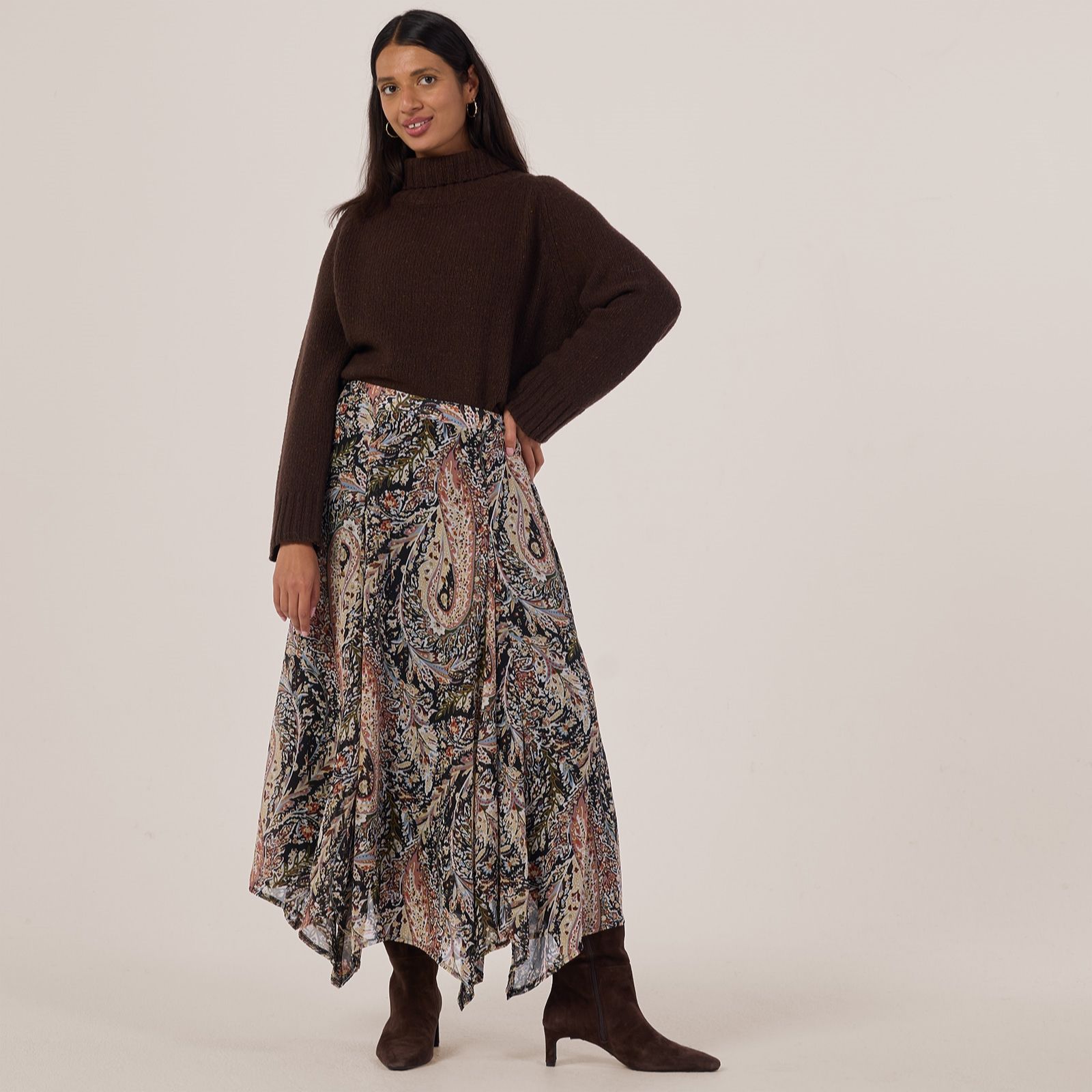 Izabel London Paisley Hanky Hem Skirt