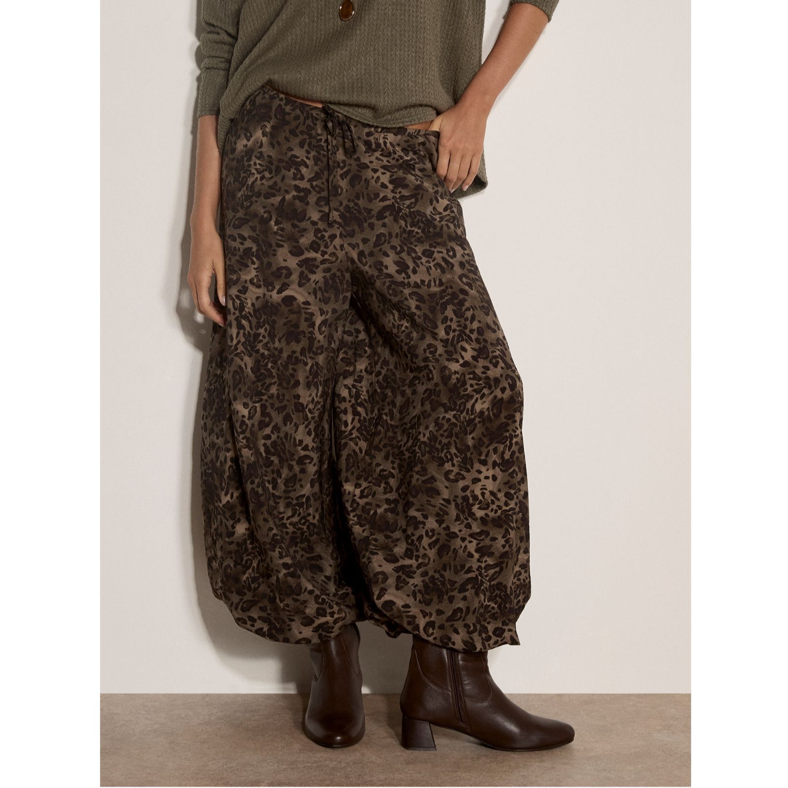 Apricot Tonal Leopard Balloon Trouser