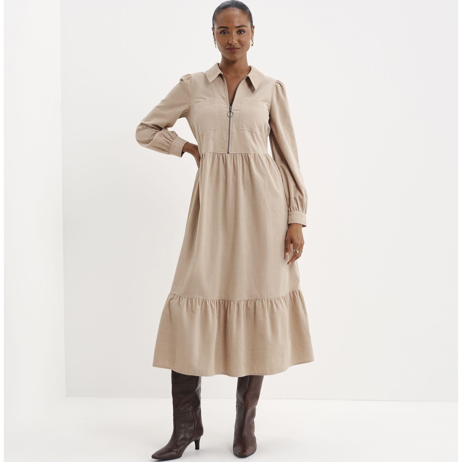 Finery London Callie Cord Dress Petite