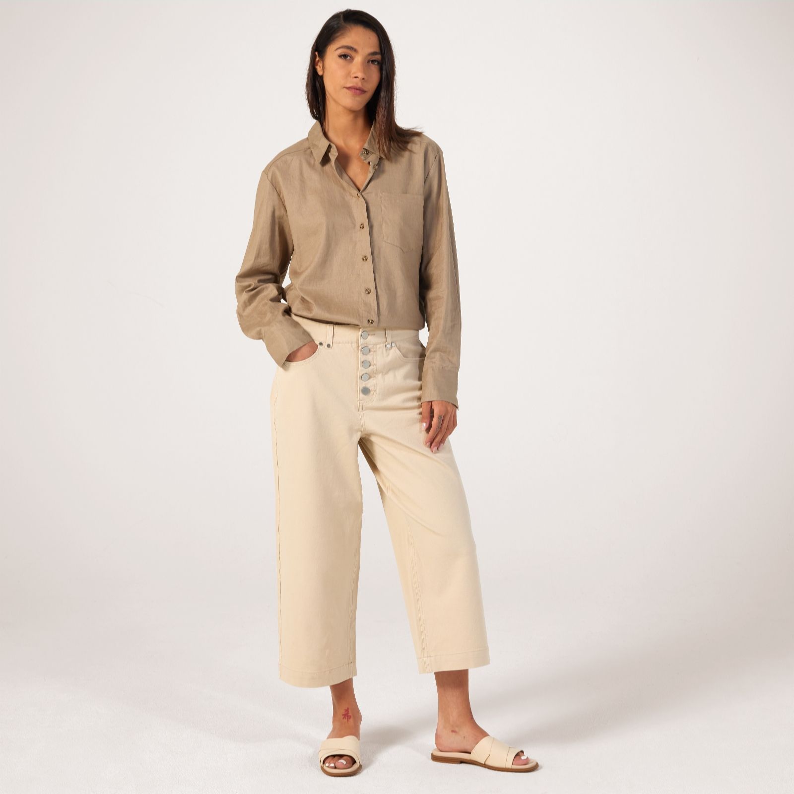 Ben de Lisi Cropped Wide Leg Twill Jean Standard