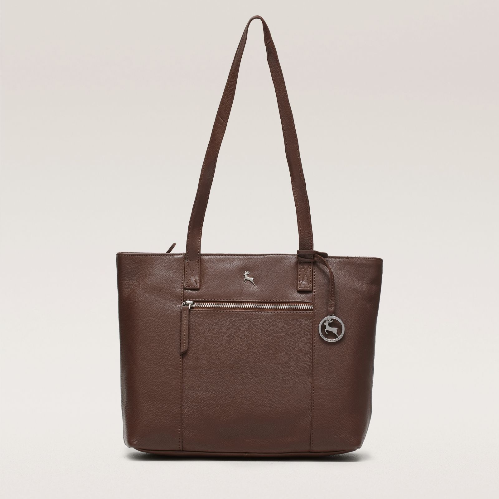 Ashwood Large Leather Shoulder Bag with Zip