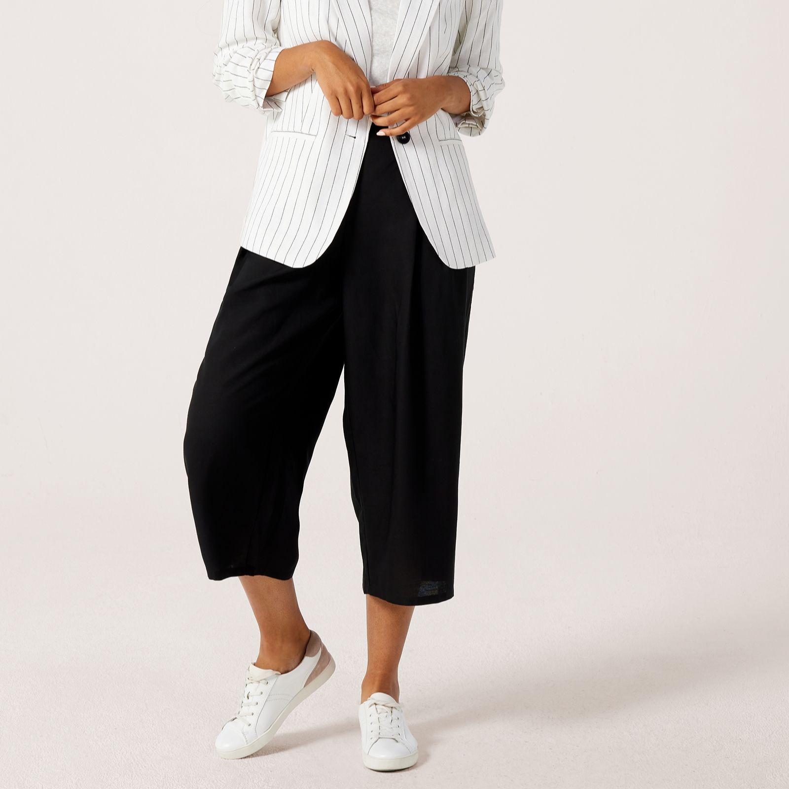 Denim & Co. Linen Blend Cropped Trouser Petite