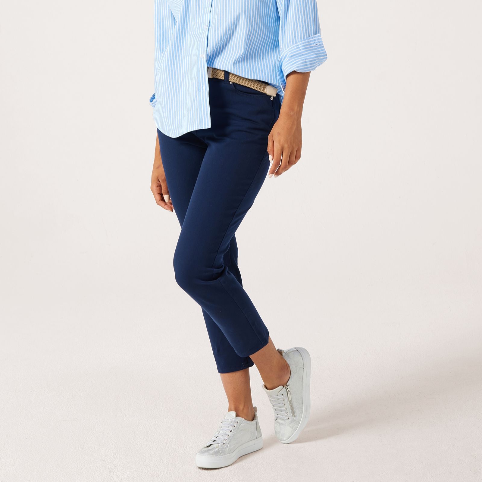 Denim & Co. Linen Blend Cropped Trouser Petite