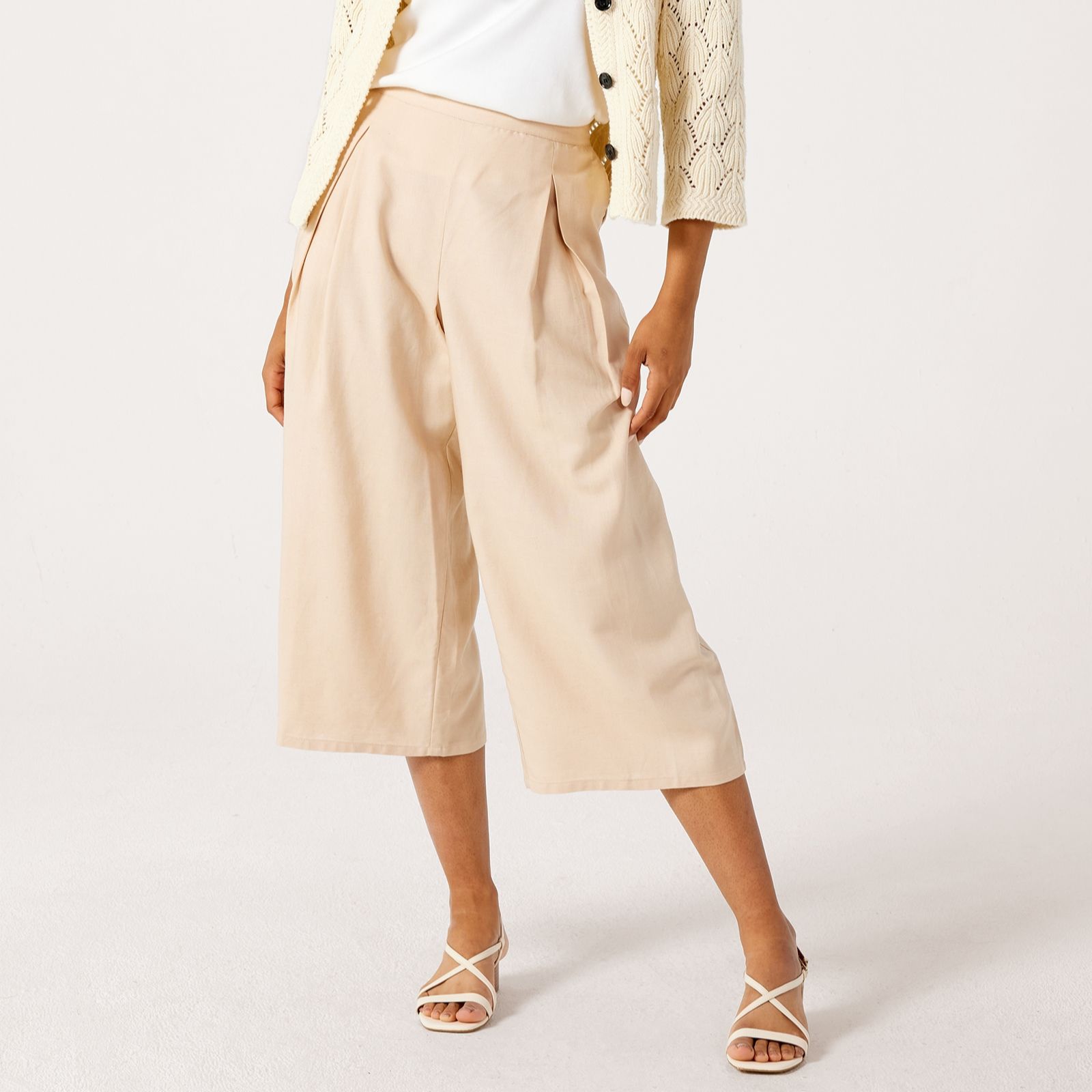Denim & Co. Linen Blend Cropped Trouser Petite