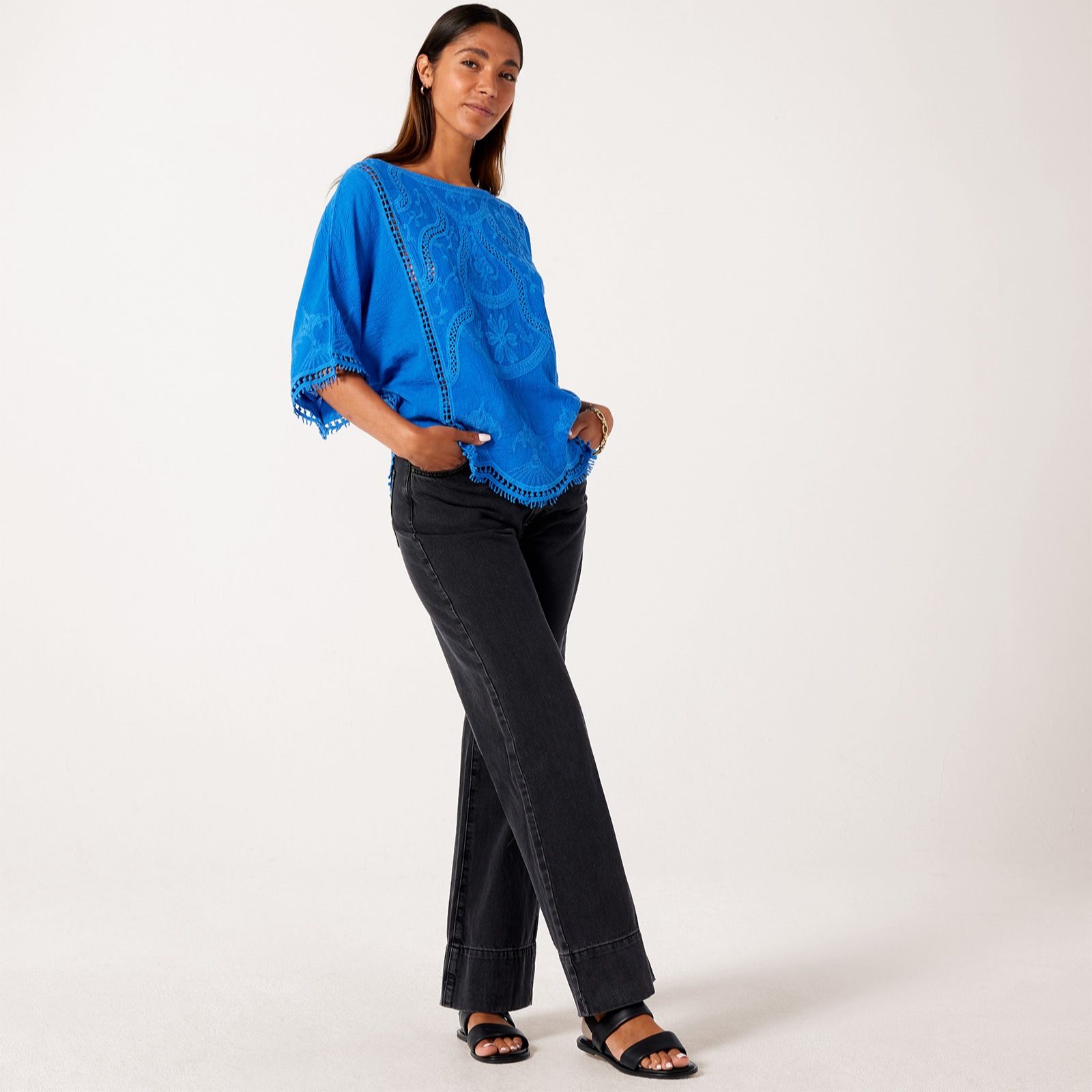 Apricot Embroidered Cotton Crochet Top