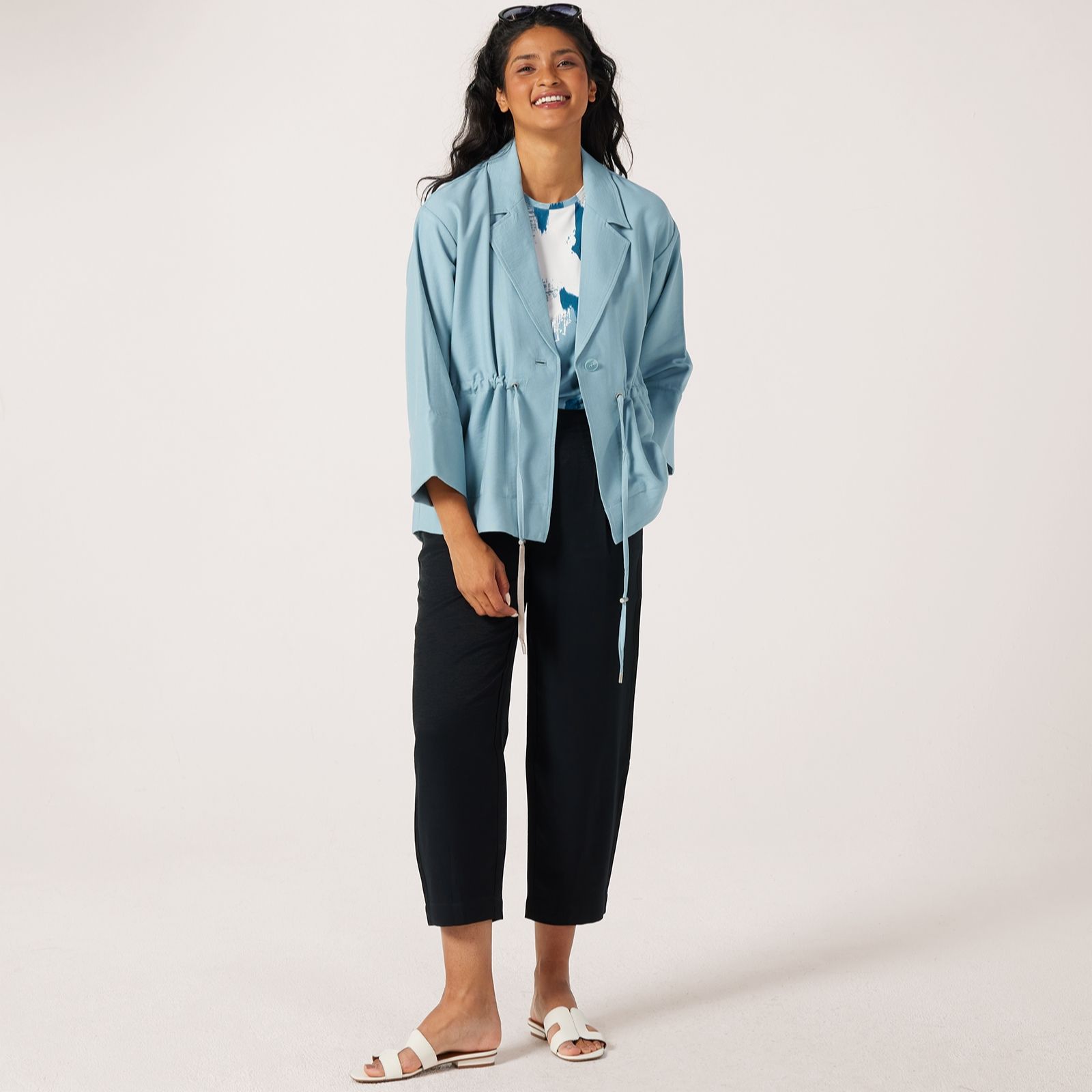 MarlaWynne Collection Sedona Peplum With Drawstring Jacket