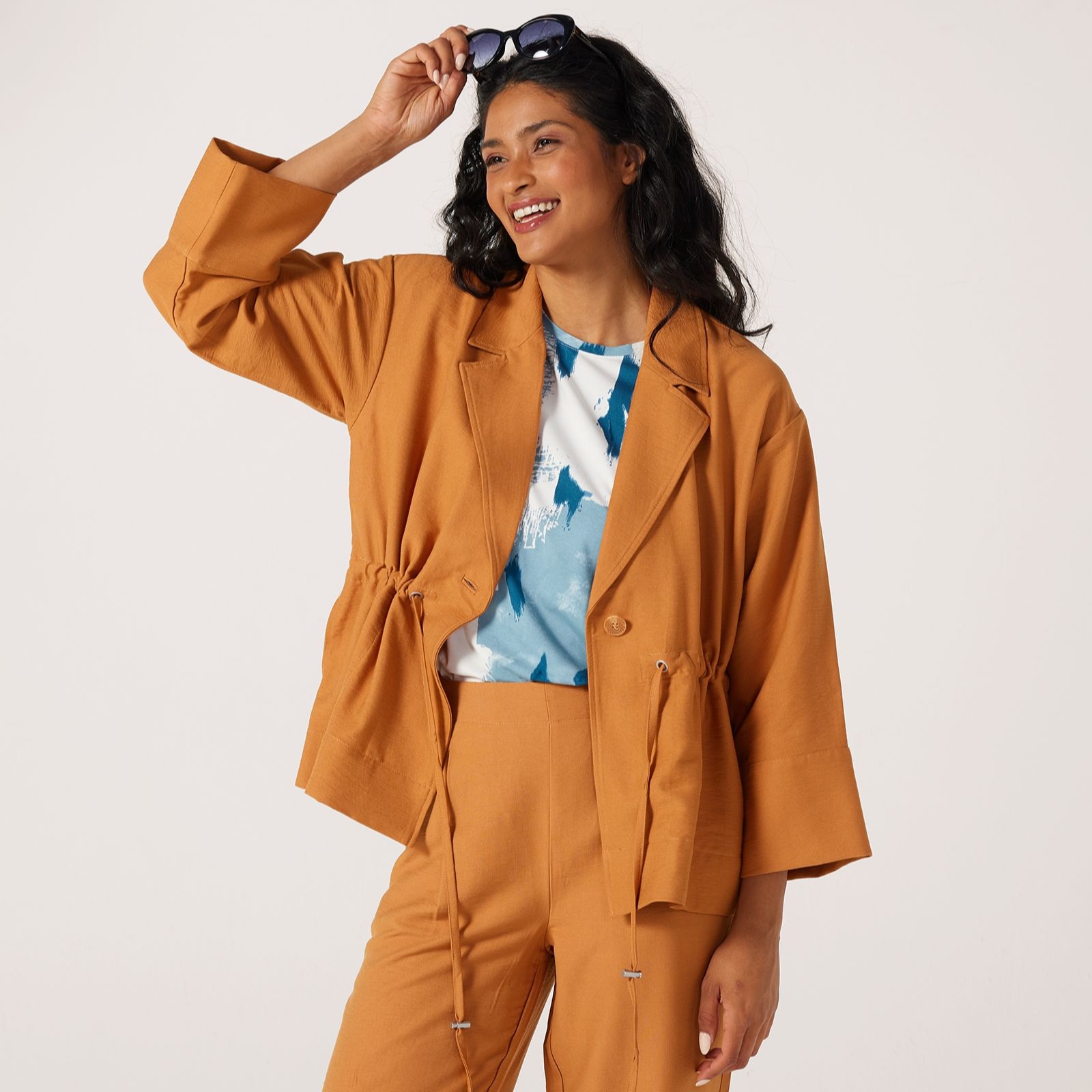 MarlaWynne Collection Sedona Peplum With Drawstring Jacket