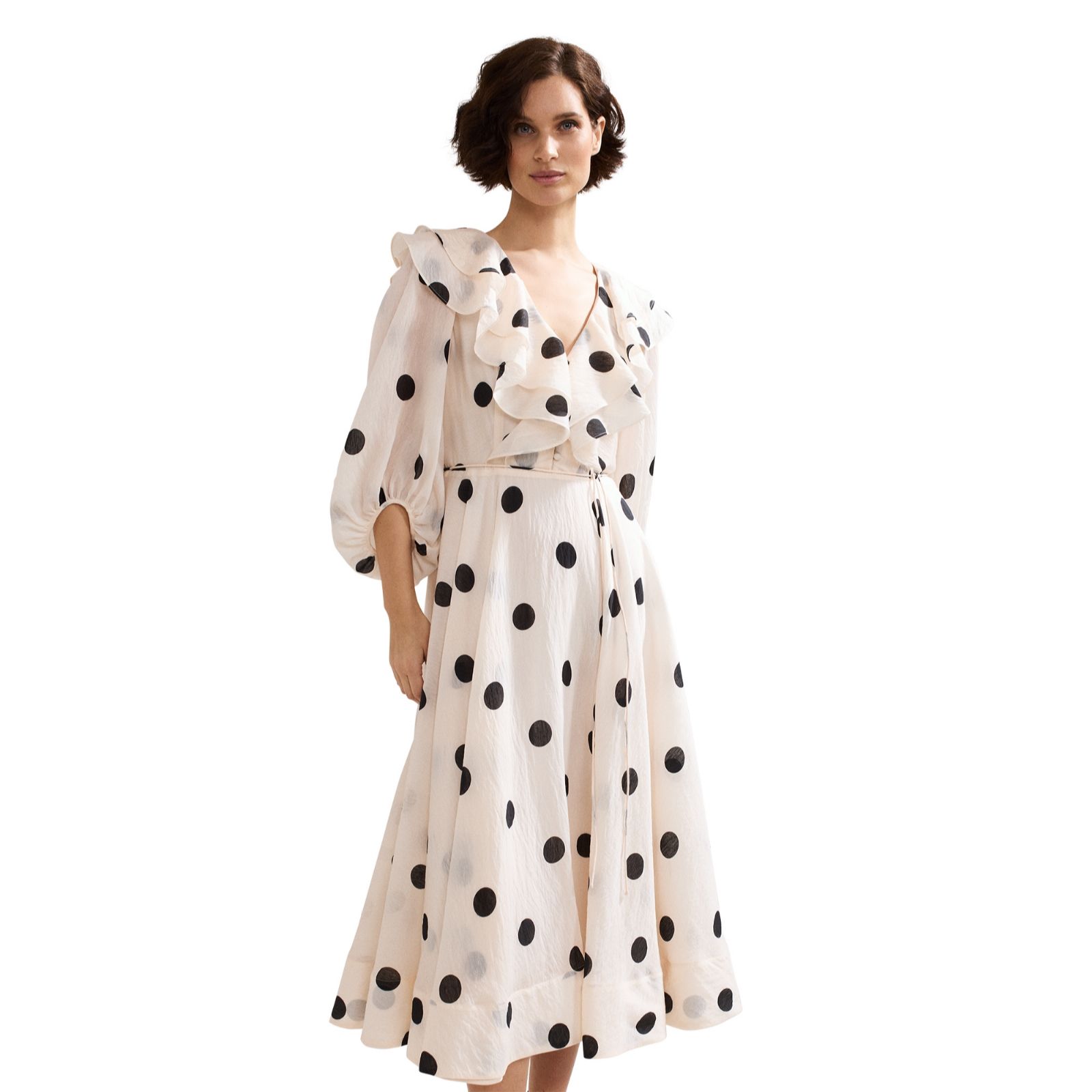 Phase Eight Jaqlyn Spot Ruffle Belted Midi Dress