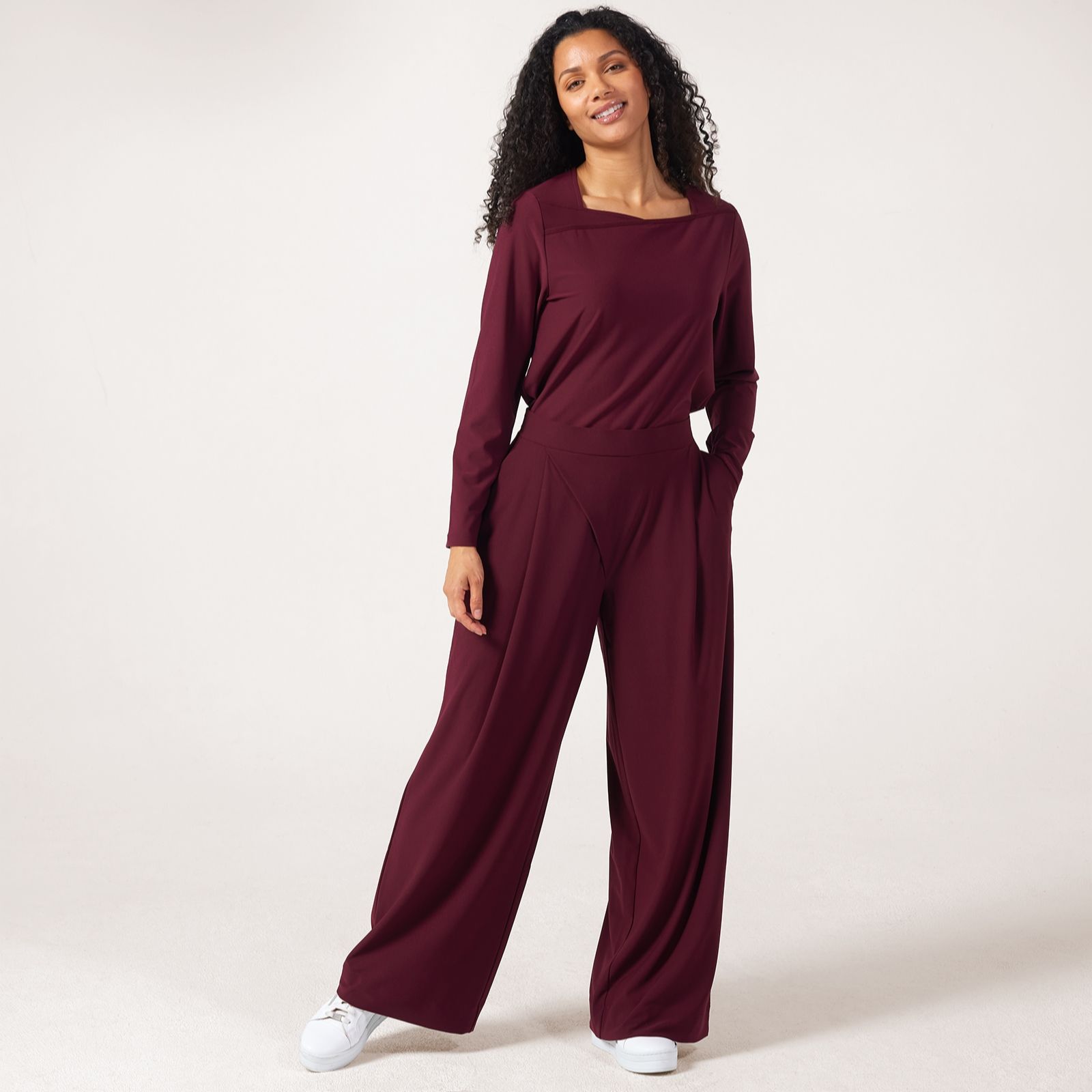 MarlaWynne Collection Luxe Crepe Soft Suiting Trousers With Metal Button