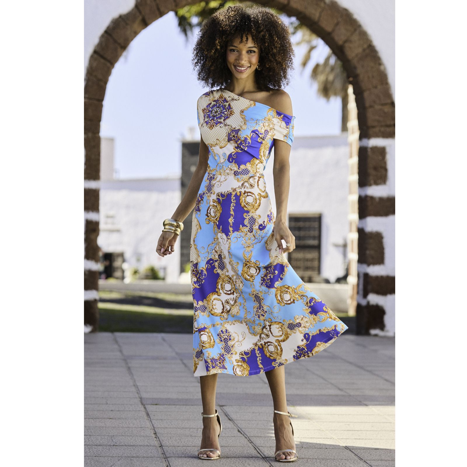 Sosandar Baroque Print Wrap Midaxi Dress