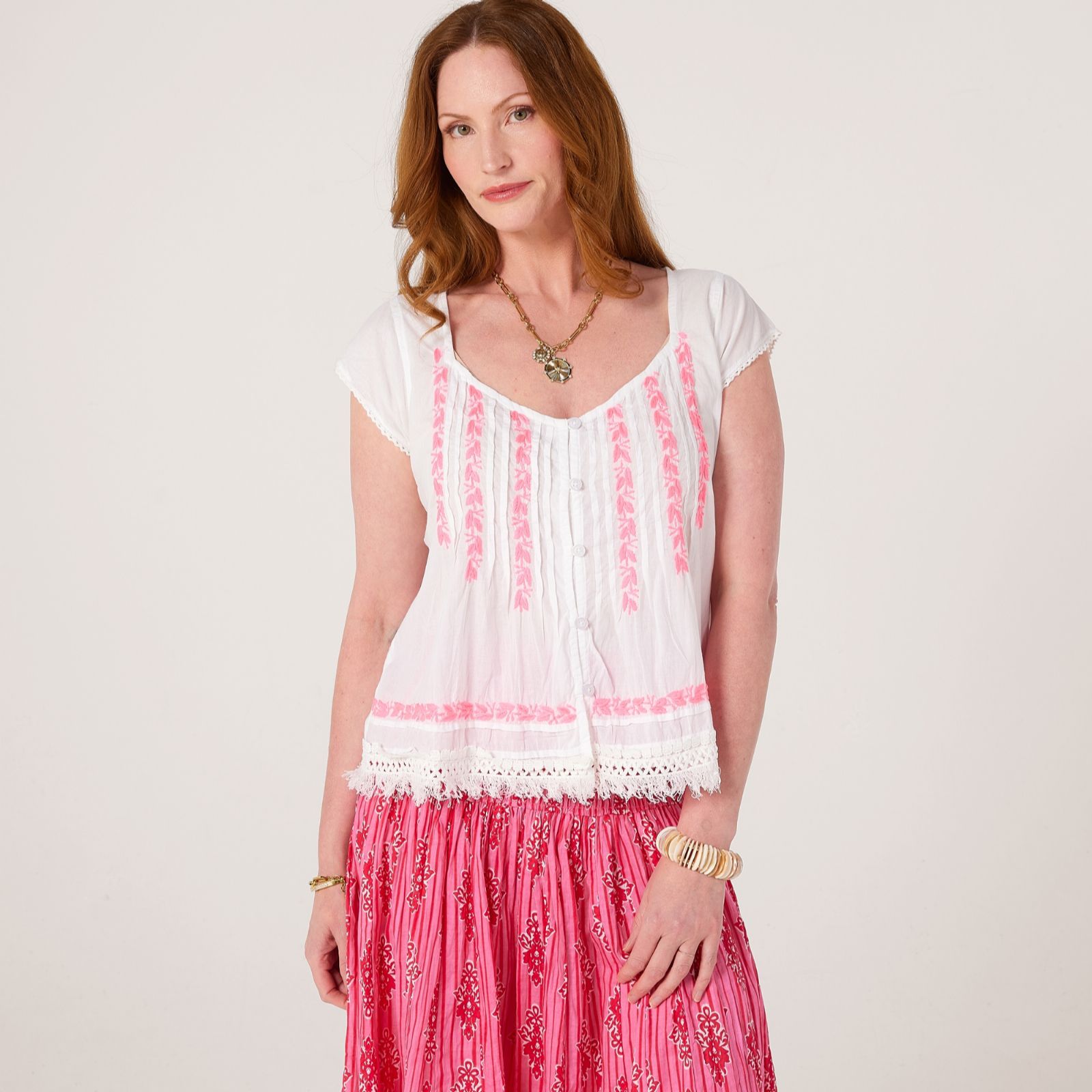 Handprint Dream Thalassa Embroidered Top